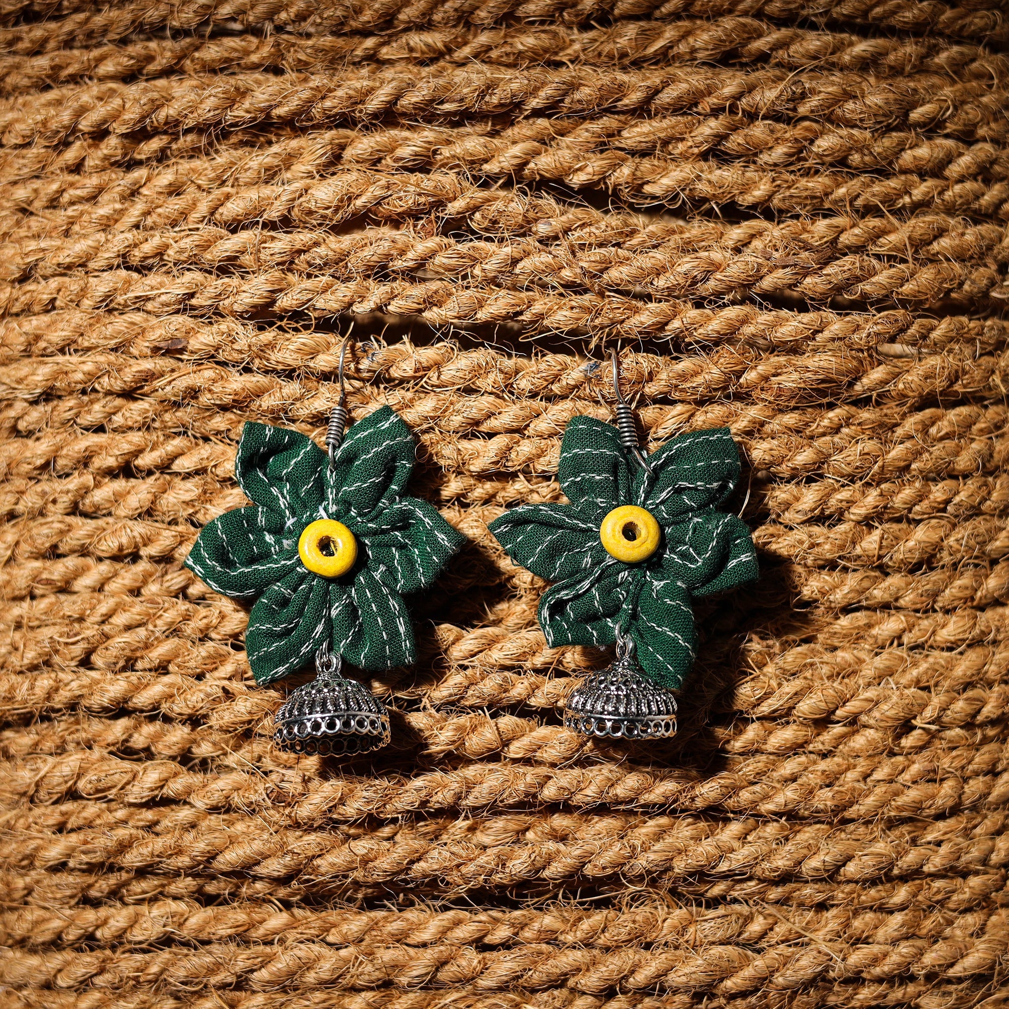 JALPARI Ayat Handcrafted GS Fabart Phool Kali Earrings