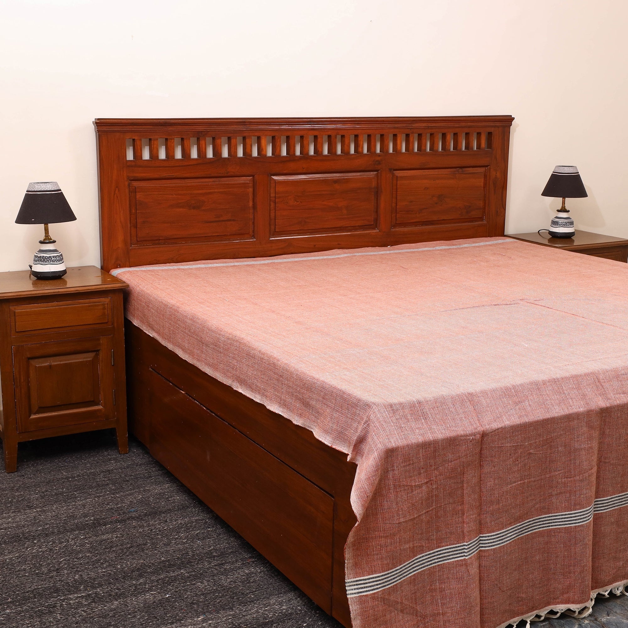 GWALIOR HANDLOOMS Brown - Plain Cotton Double Handloom Bed Cover (98 x 90 in) 14
