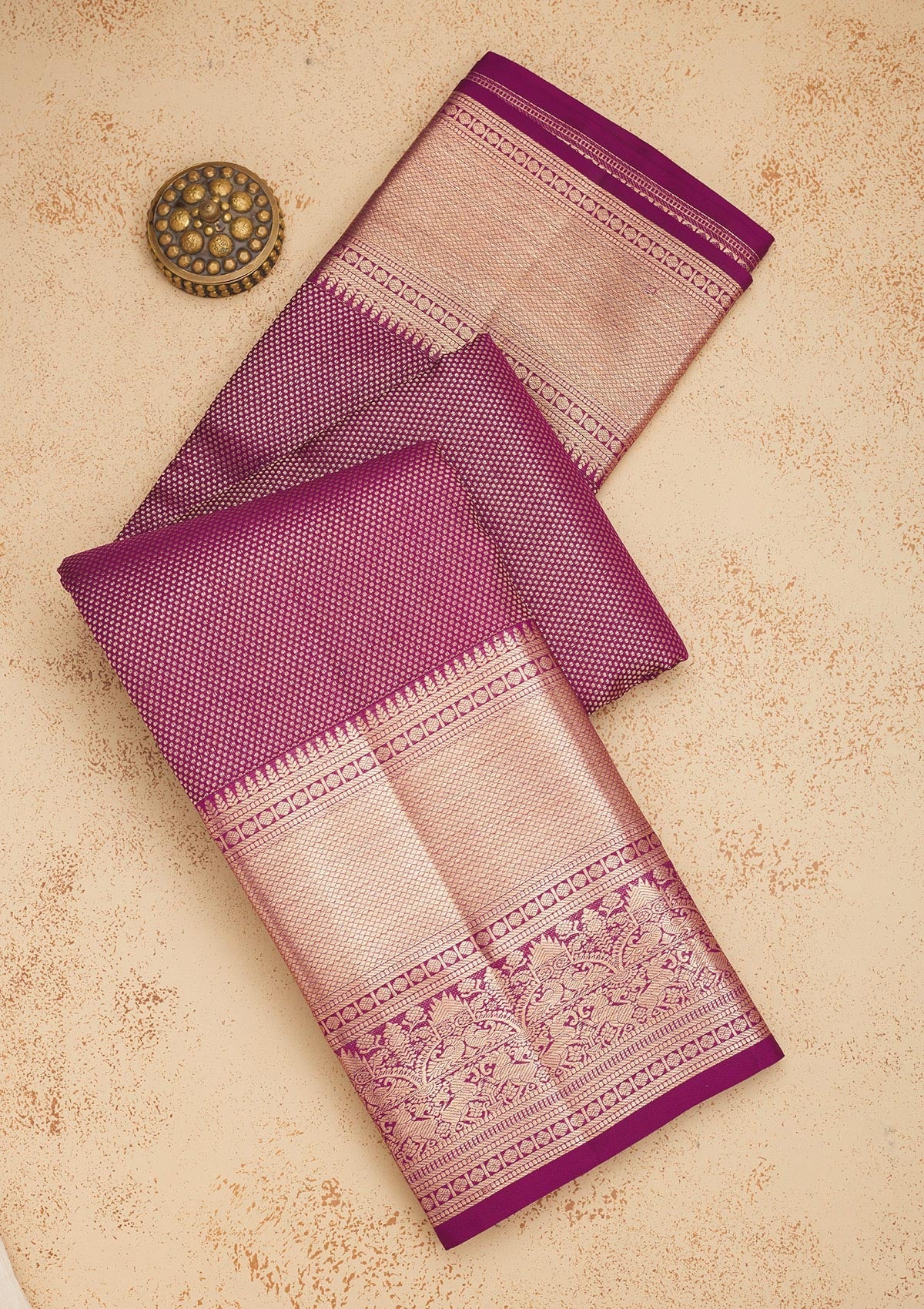 Koskii Wine Zariwork Pure Silk Saree – Women's