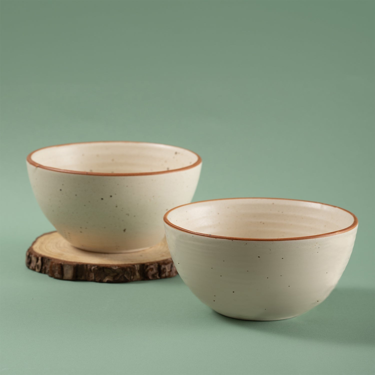 Urban Space Home Furnishing Handmade Ceramic Snack Bowls, Ramen Soup bowls, Serving Bowls, Set of 2, Natural Beige