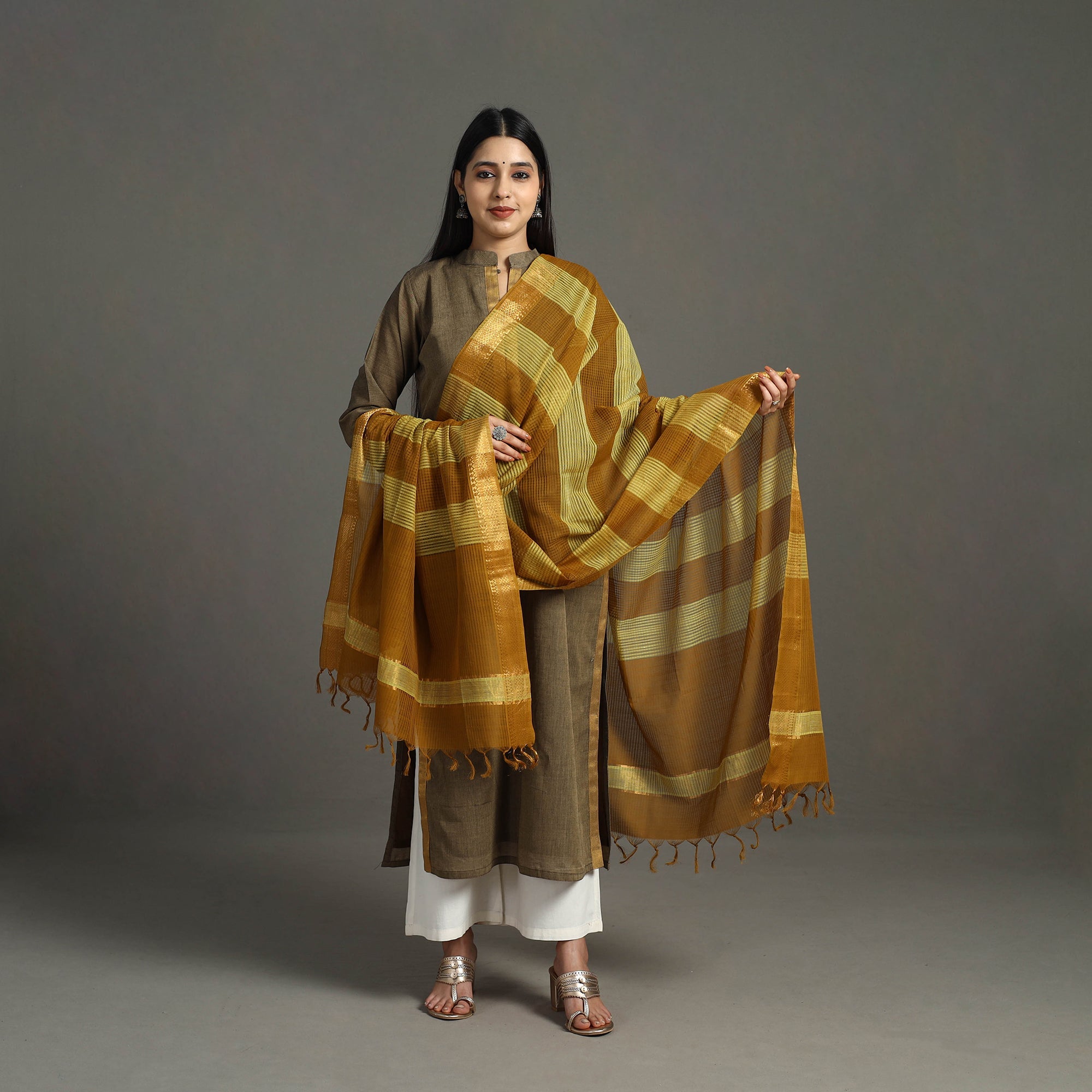 SOUTH KARGHA Brown - Handloom Cotton Mangalagiri Dupatta 38