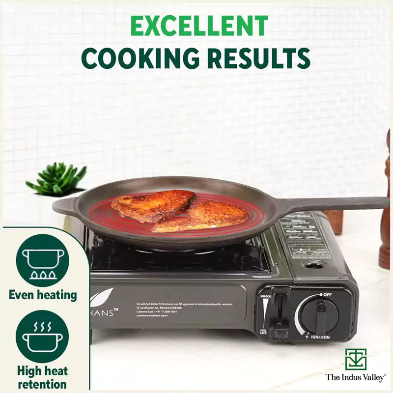 The Indus Valley Super Smooth Cast Iron Shallow Fry Pan,Pre-seasoned, Nonstick, 100% Pure, Toxin-free, Induction, 25.4cm, 1.8kg - view 7