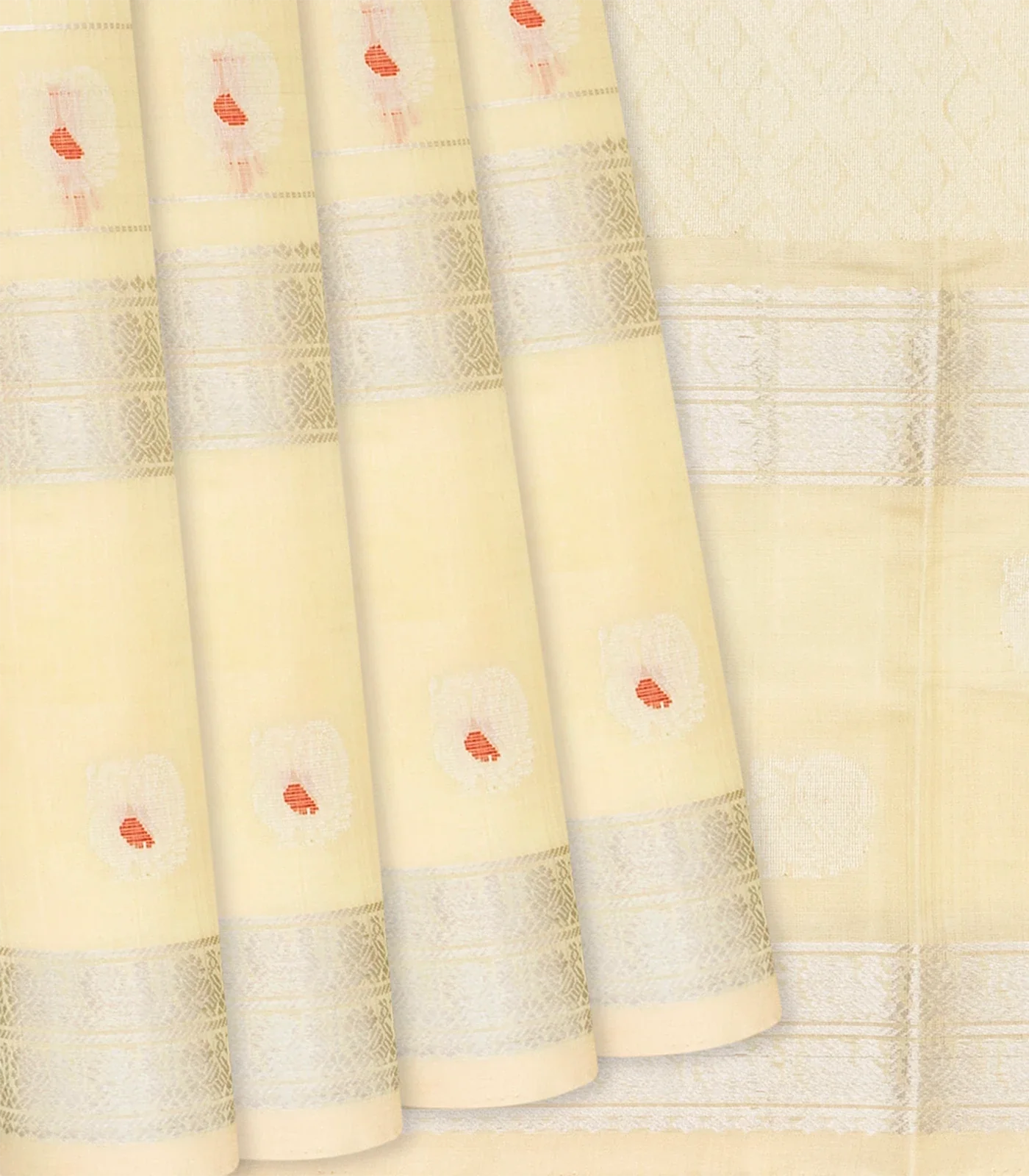 RmKV Cream Handloom Chirala Soft Silk Saree With Annam Motifs-Cream