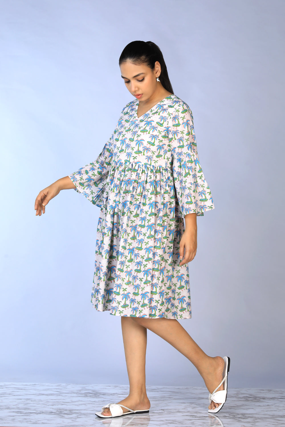 Kalanjali Ethnics Handblock Printed gathered Dress - view 6