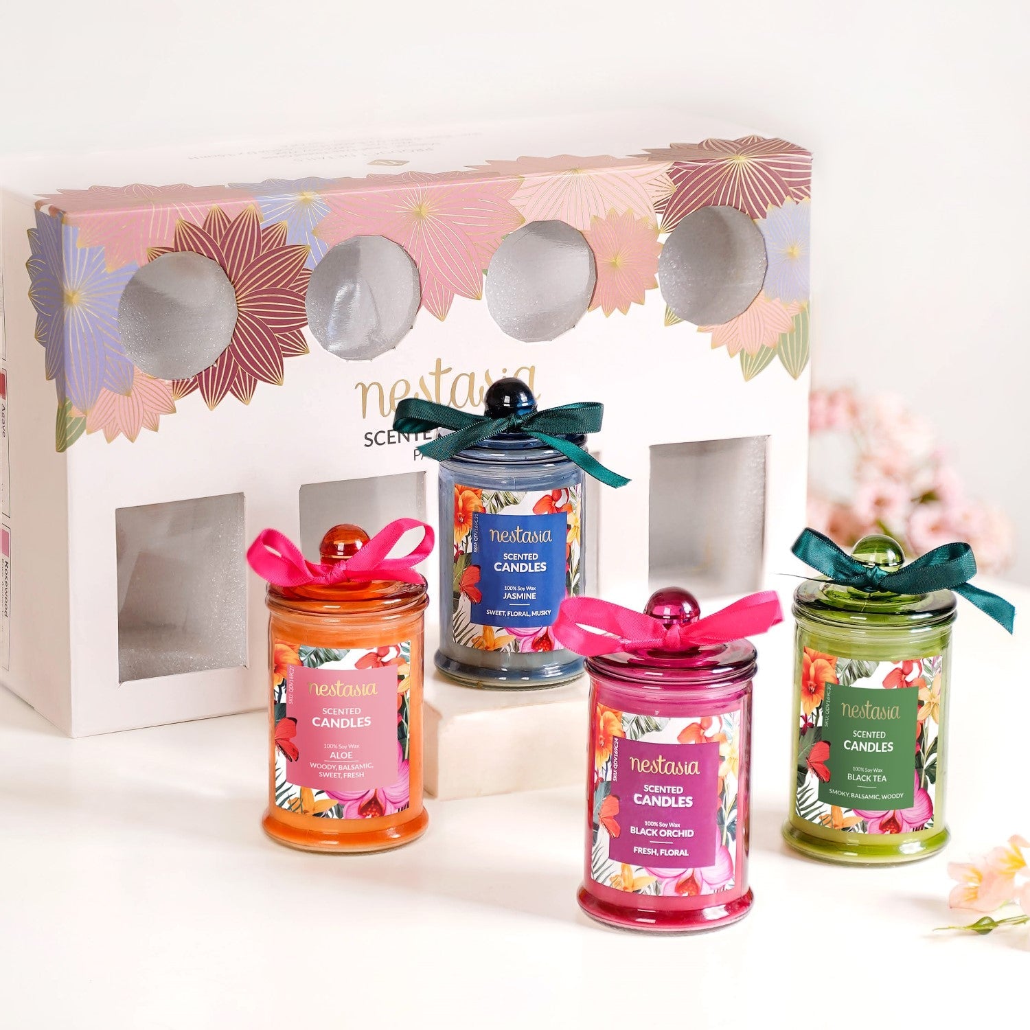 Nestasia Aroma Quartet Scented Candle Set Of 4 With Gift Box