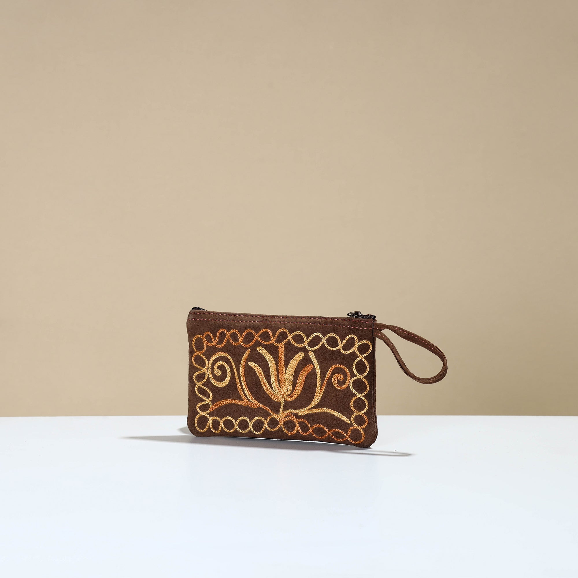 ITOKRI CRAFTS INITIATIVE Brown - Kashmiri Crewel Hand Embroidery Velvet Coin Purse 01 - view 2