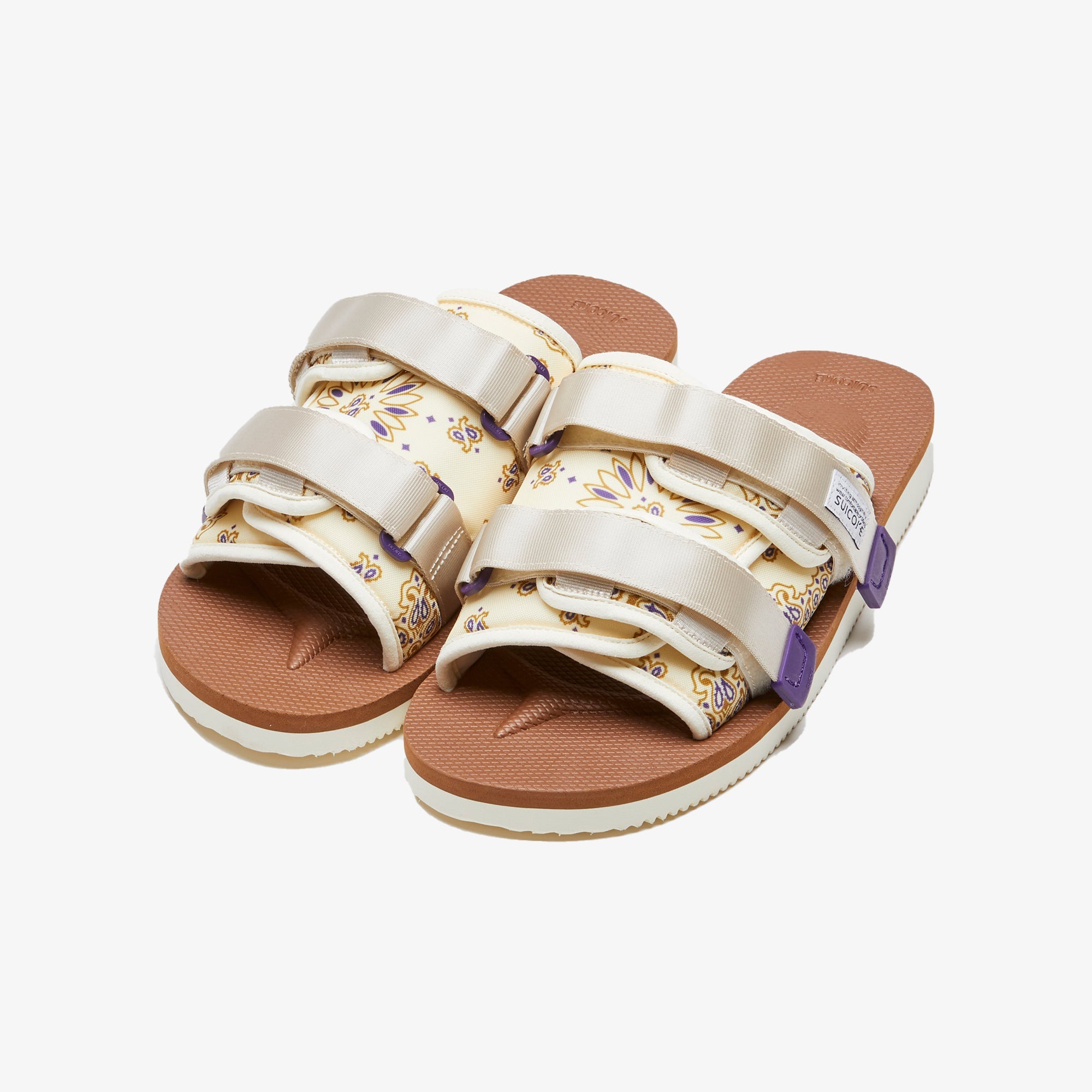 Ivory sandals, slides – Suicoke | MOTO-CAB-PT05 { IVORY/BROWN