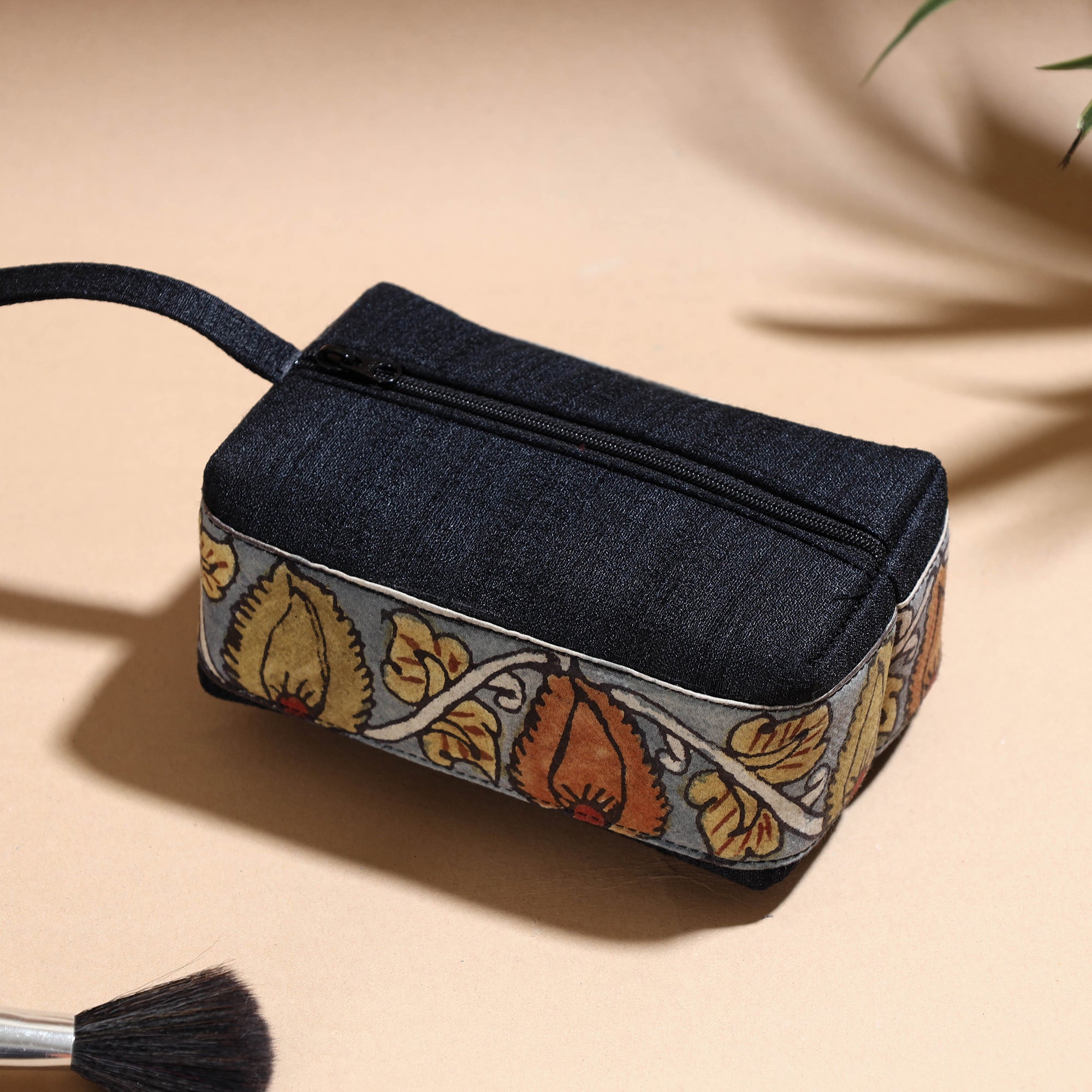 DWARAKA PLUS Black - Handpainted Kalamkari Natural Dyed Ghicha Silk Multipurpose Cosmetic/Toiletry Pouch - view 3