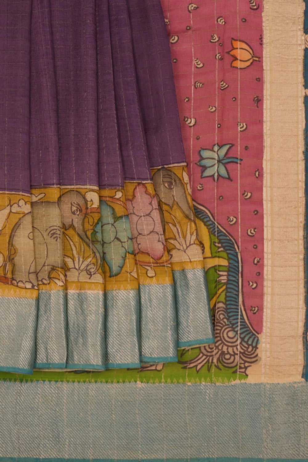 Kalanjali Kalamkari Painted Saree With Natural Dyes.