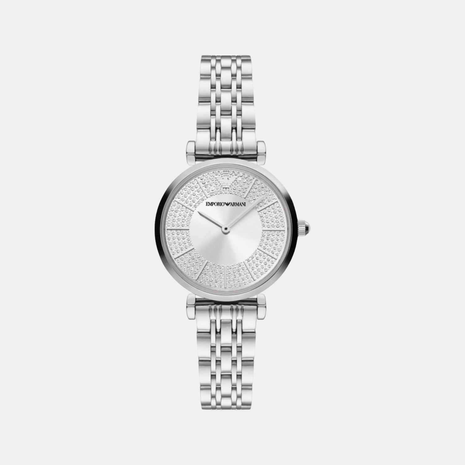 Emporio Armani Gianni T-Bar Women Quartz Silver Dial Analog Stainless Steel Watch AR11445