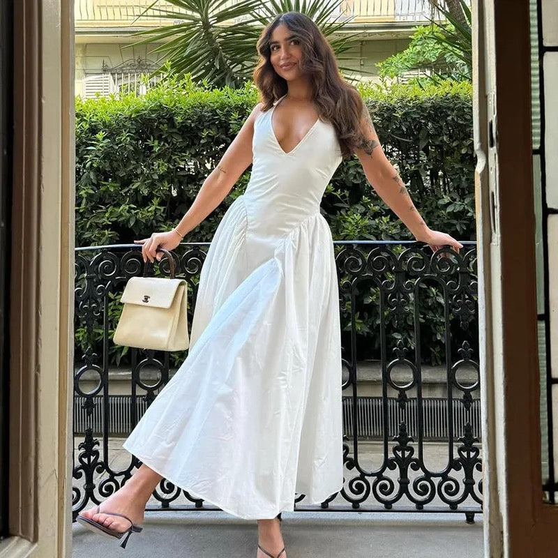 Alamode By Akanksha Maira Drop Waist Midi Dress in White - view 2