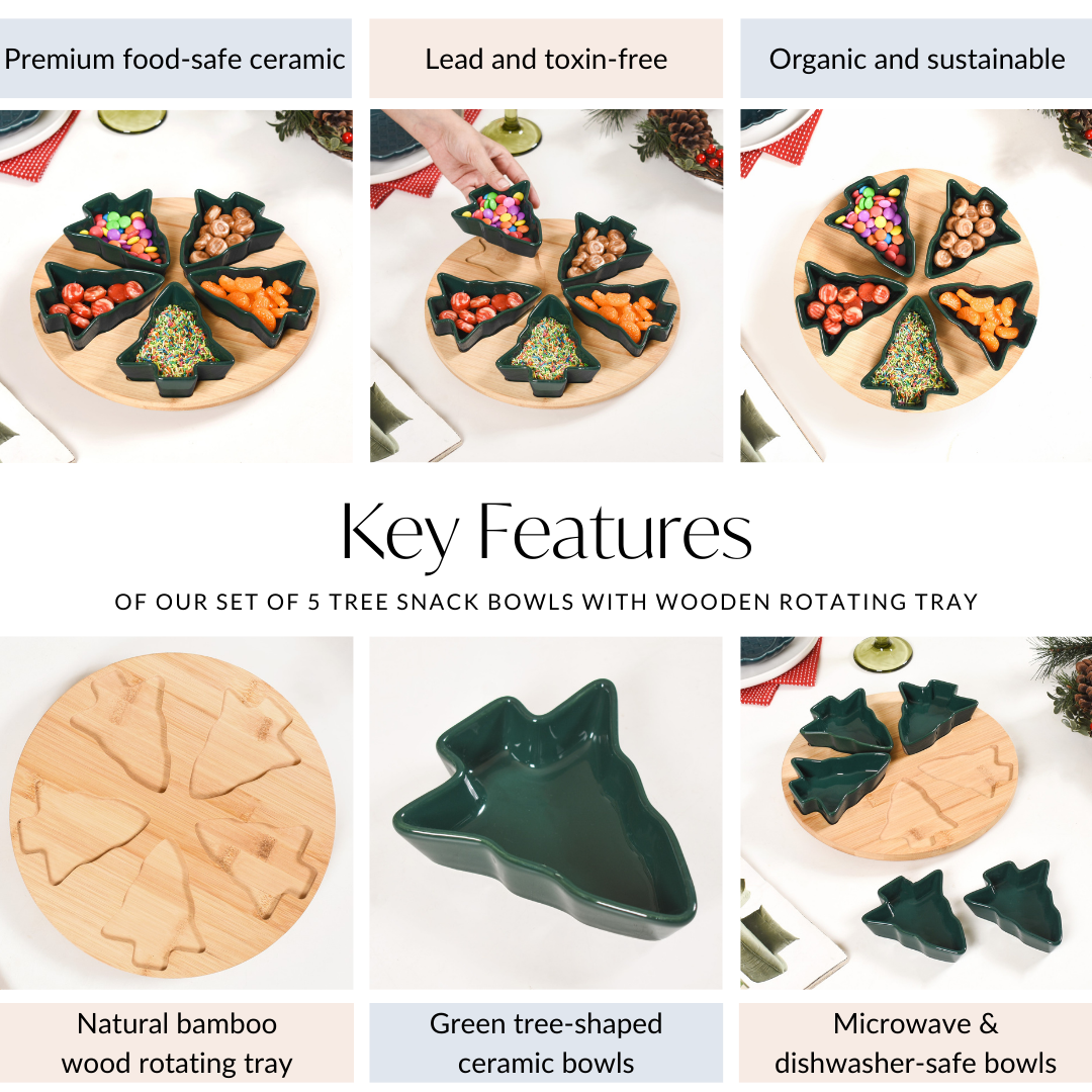 Nestasia Set Of 5 Tree Snack Bowls With Wooden Rotating Tray 100ml - view 5