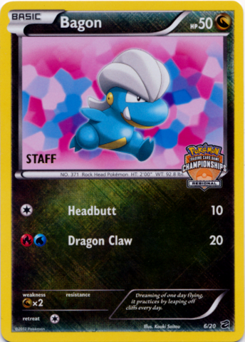 Pokémon Bagon - 6/20 - Staff Stamped Regional Promo [Reverse Holo]