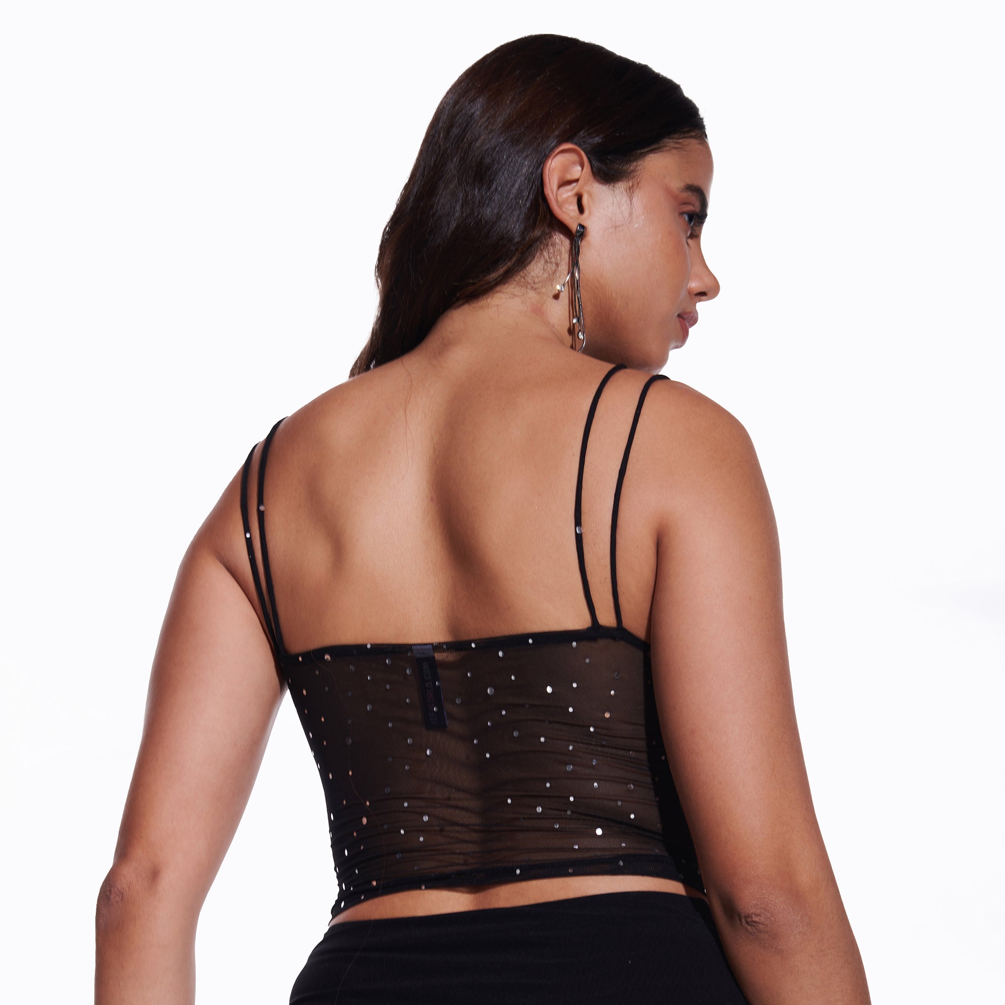 I Z F Sequin Mesh Top & White Parachute pant - view 6