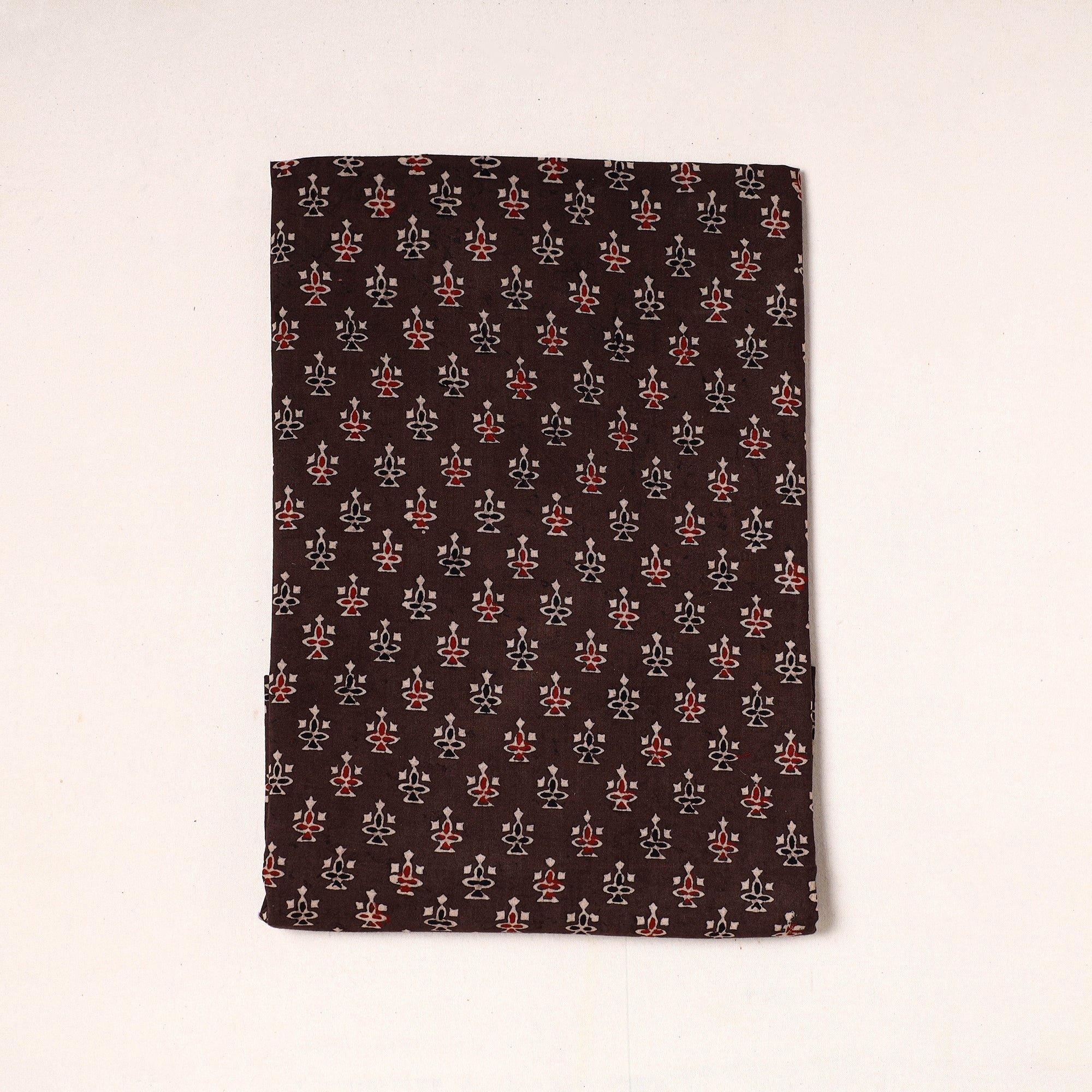 KACHCHH JI CHHAAP Brown - Ajrakh Block Printed Cotton Precut Fabric (1.5 meter) 28