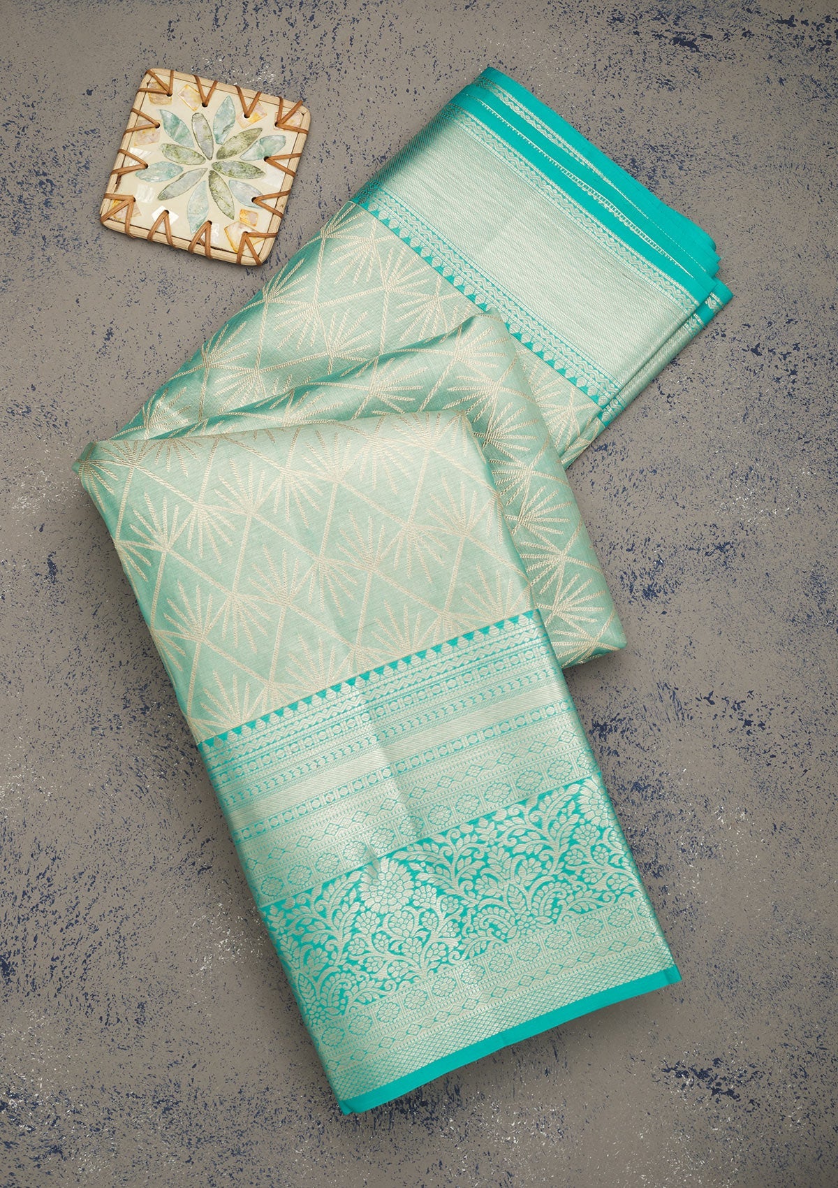 Koskii Sky Blue Zariwork Pure Silk Saree – Women's