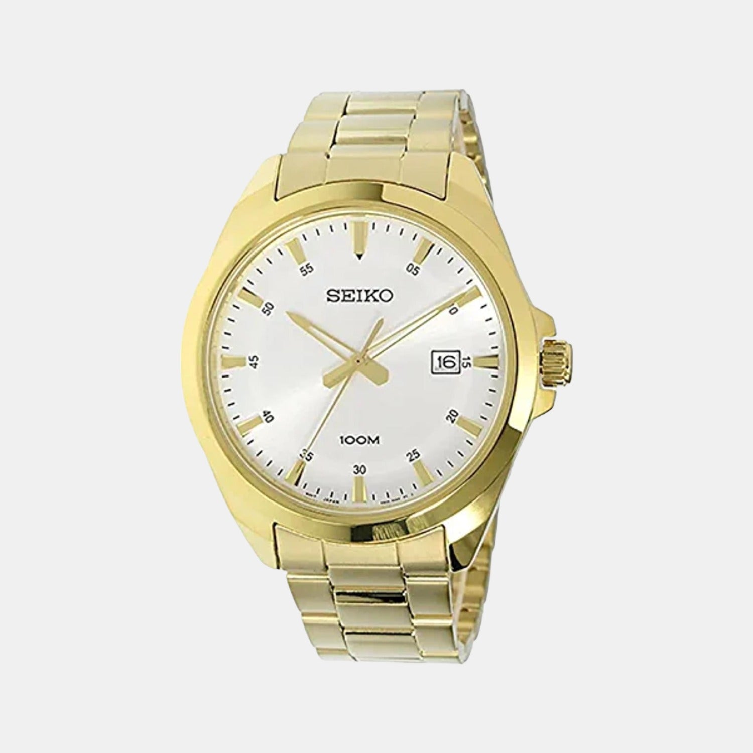 Seiko Dress Men Quartz White Dial Analog Stainless Steel Watch SUR212P1