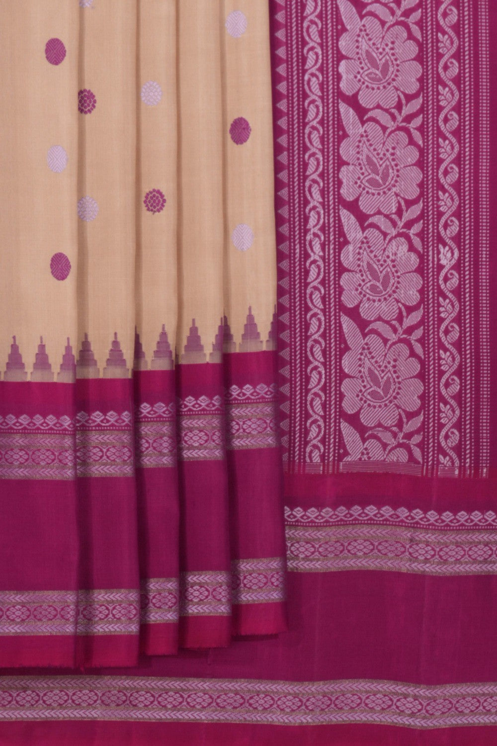 Kalanjali Gadwal Silk Cream Saree – Women's