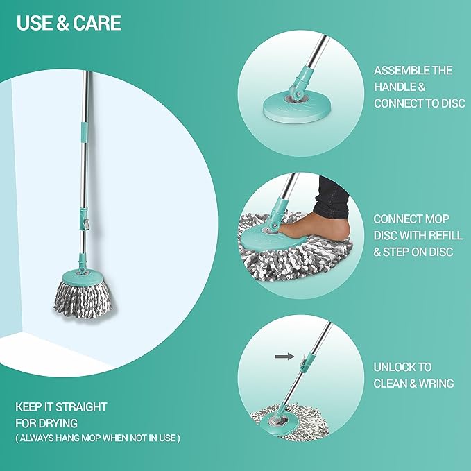 Royale Spin Mop (Spotzero by Milton) – Aqua Green - view 4