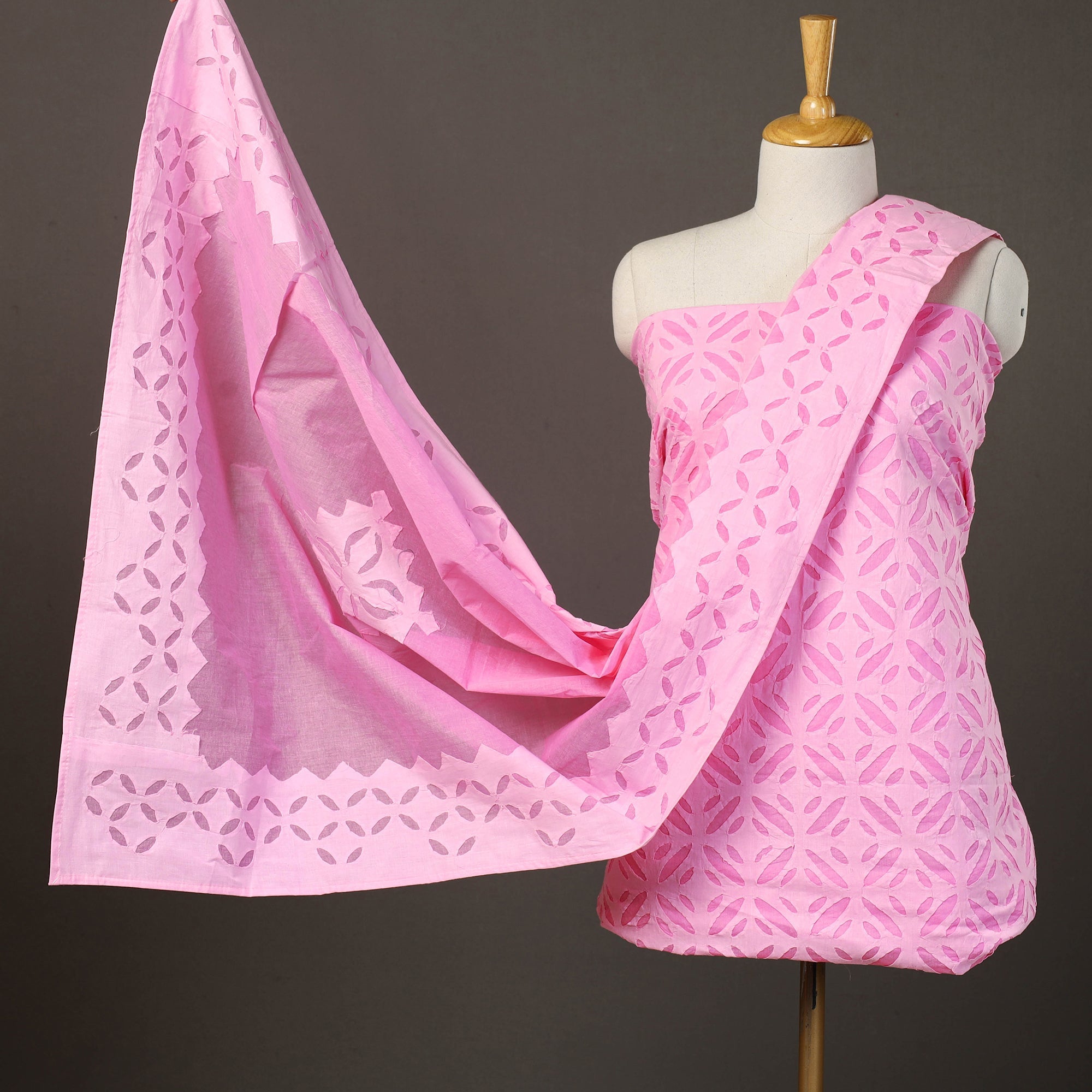SHADES OF MARUDHARA 3pc Cut Work Cotton Barmer Applique Dress Material 30