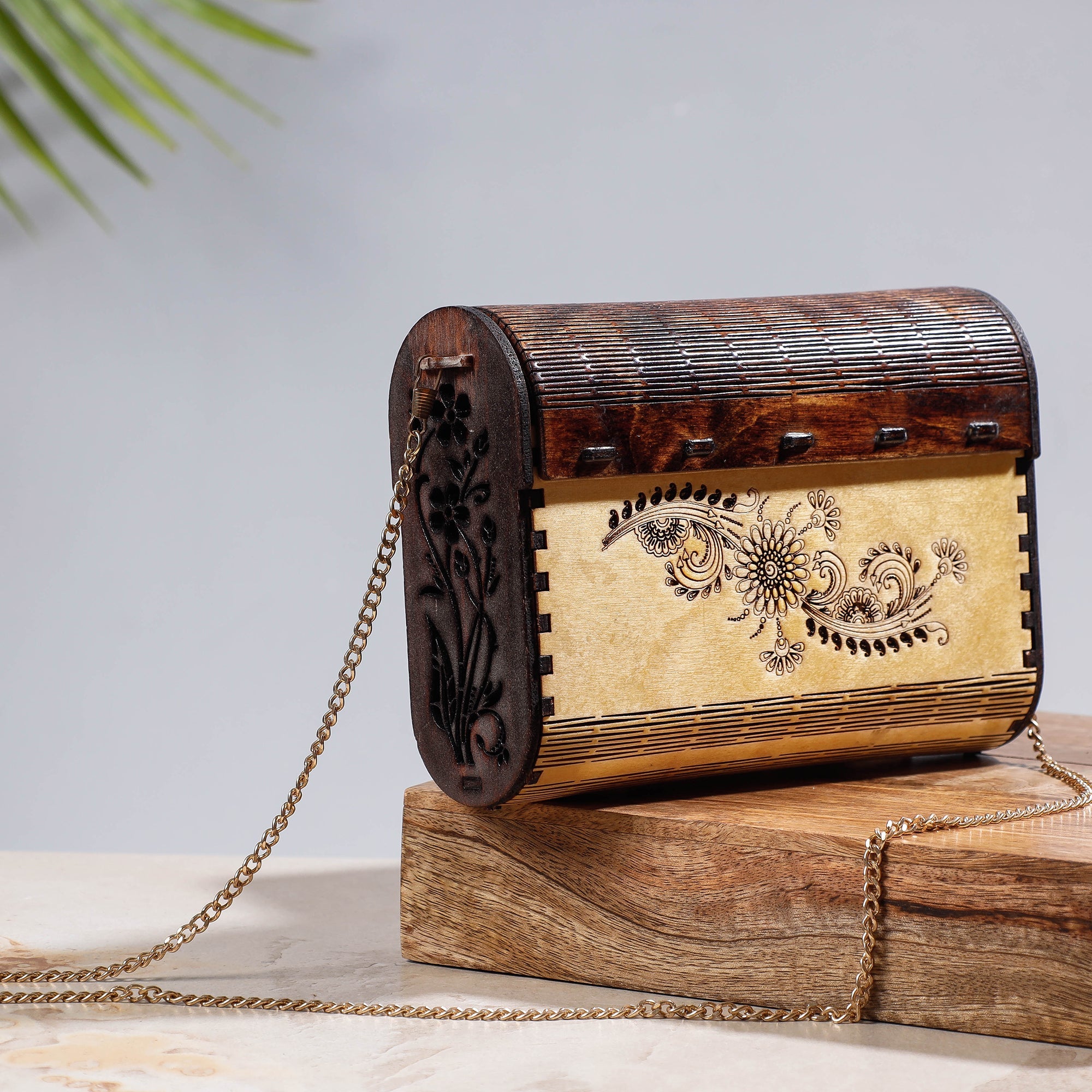 NABARD - ARTISAN CONNECT Brown - Handcrafted Birch Wooden Sling Bag - view 2