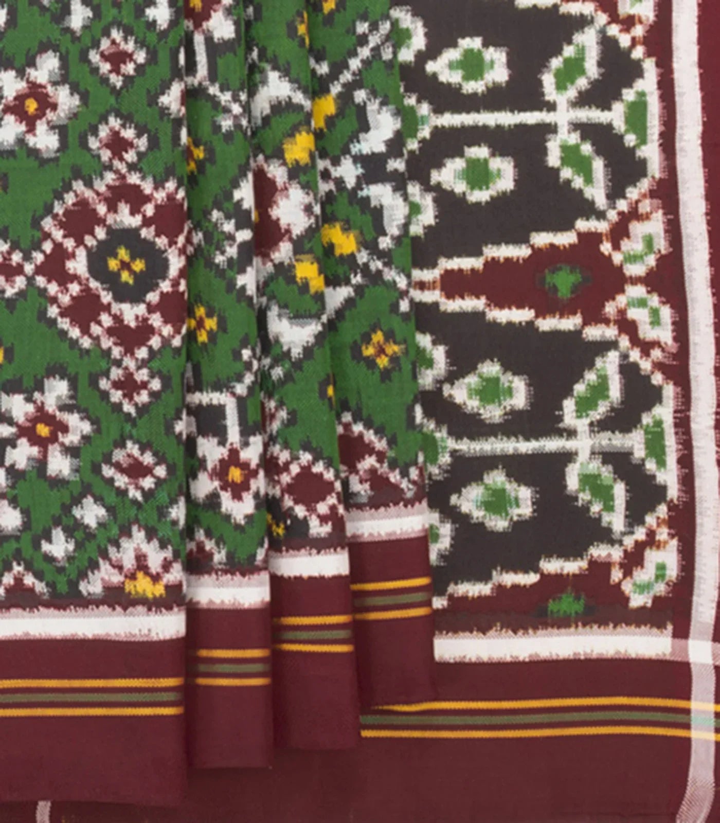 RmKV Forest Green Handwoven Ikat Silk Saree – Women's