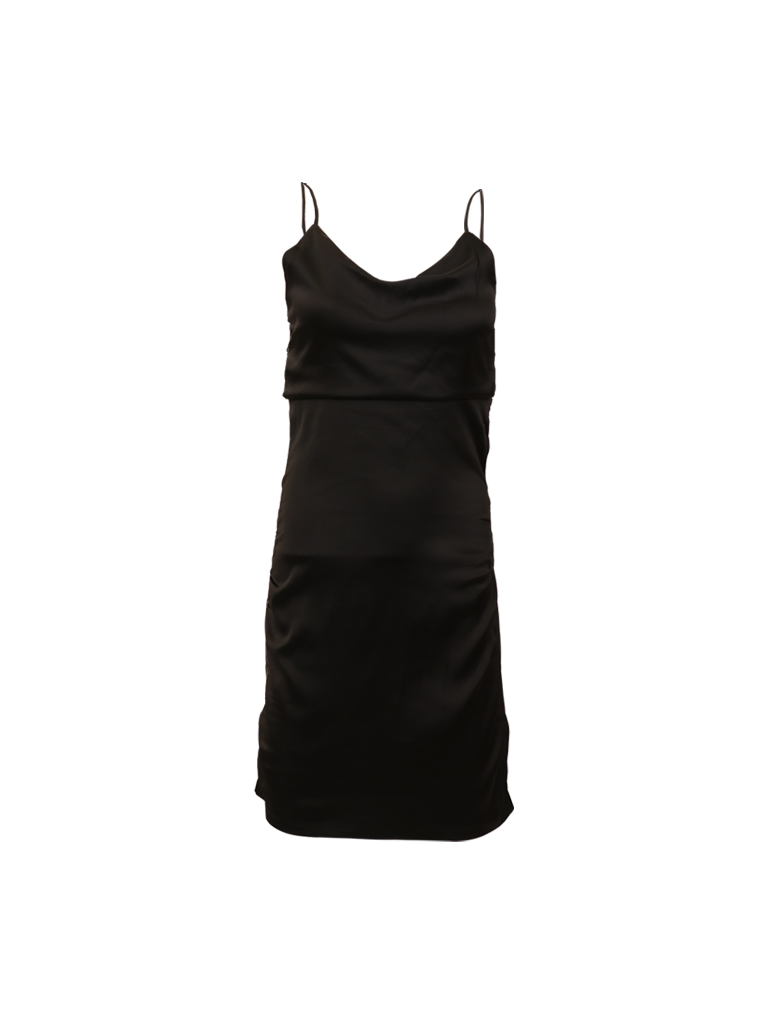 Glam Black Satin Ring Mini Dress - view 3