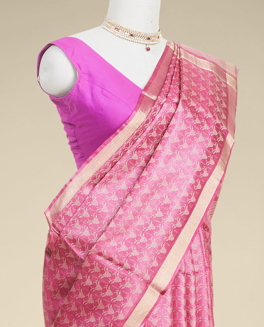 Pothys Purple intricate zari design tusser silk saree with self zari border