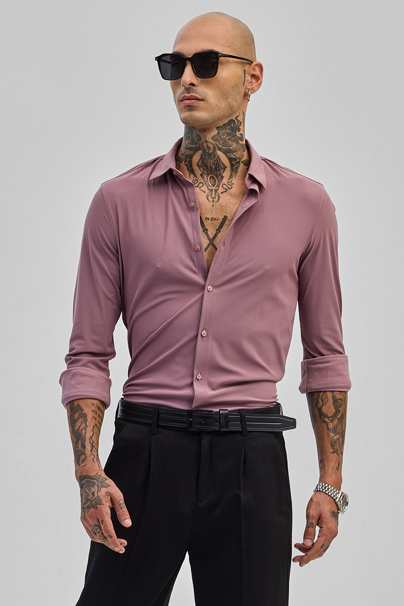 SNITCH Mauve Stretchable Slim Fit Shirt