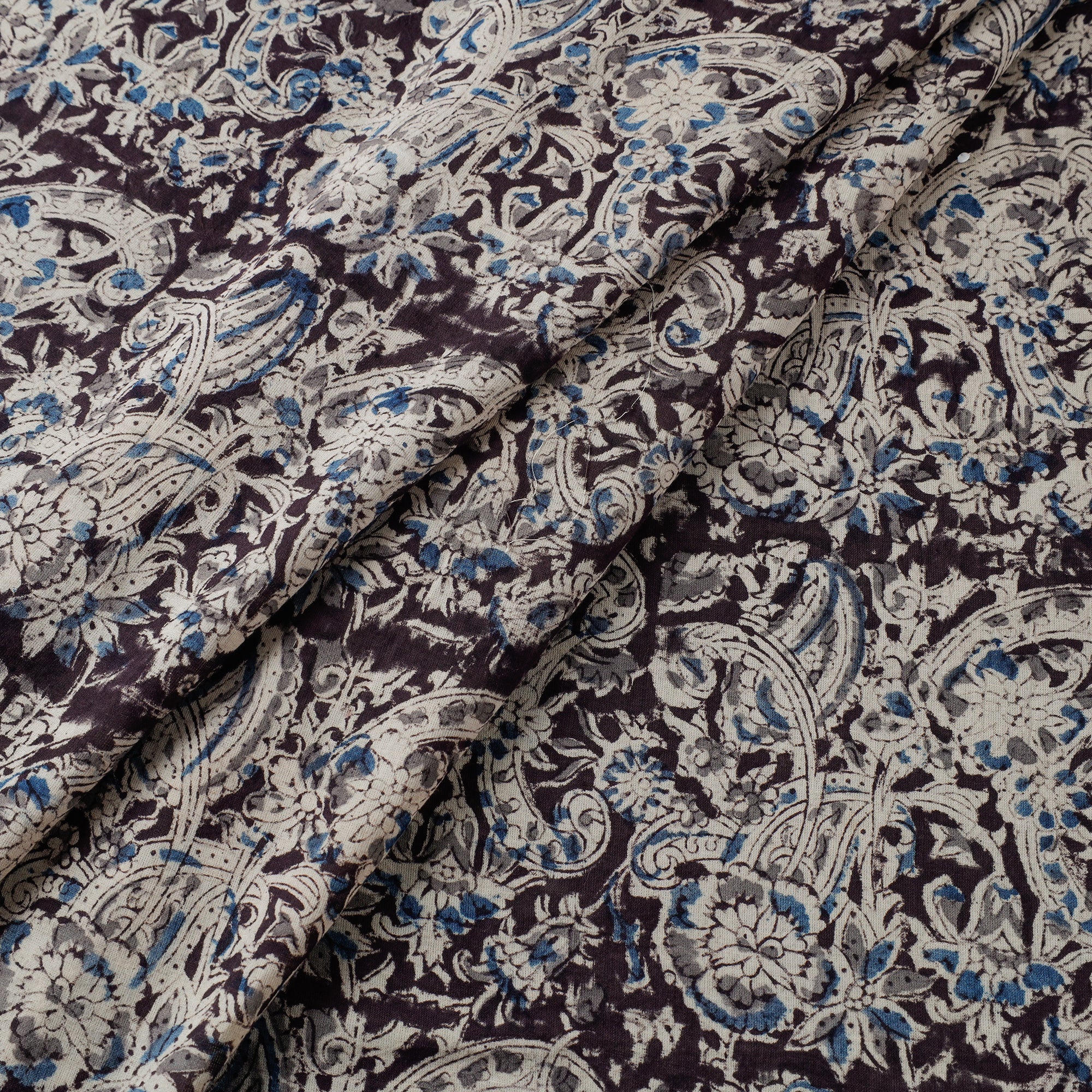 VENKATA BHANU KALAMKARI PEDANA Black - Pedana Kalamkari Block Printed Mul Cotton Fabric 08 - view 2