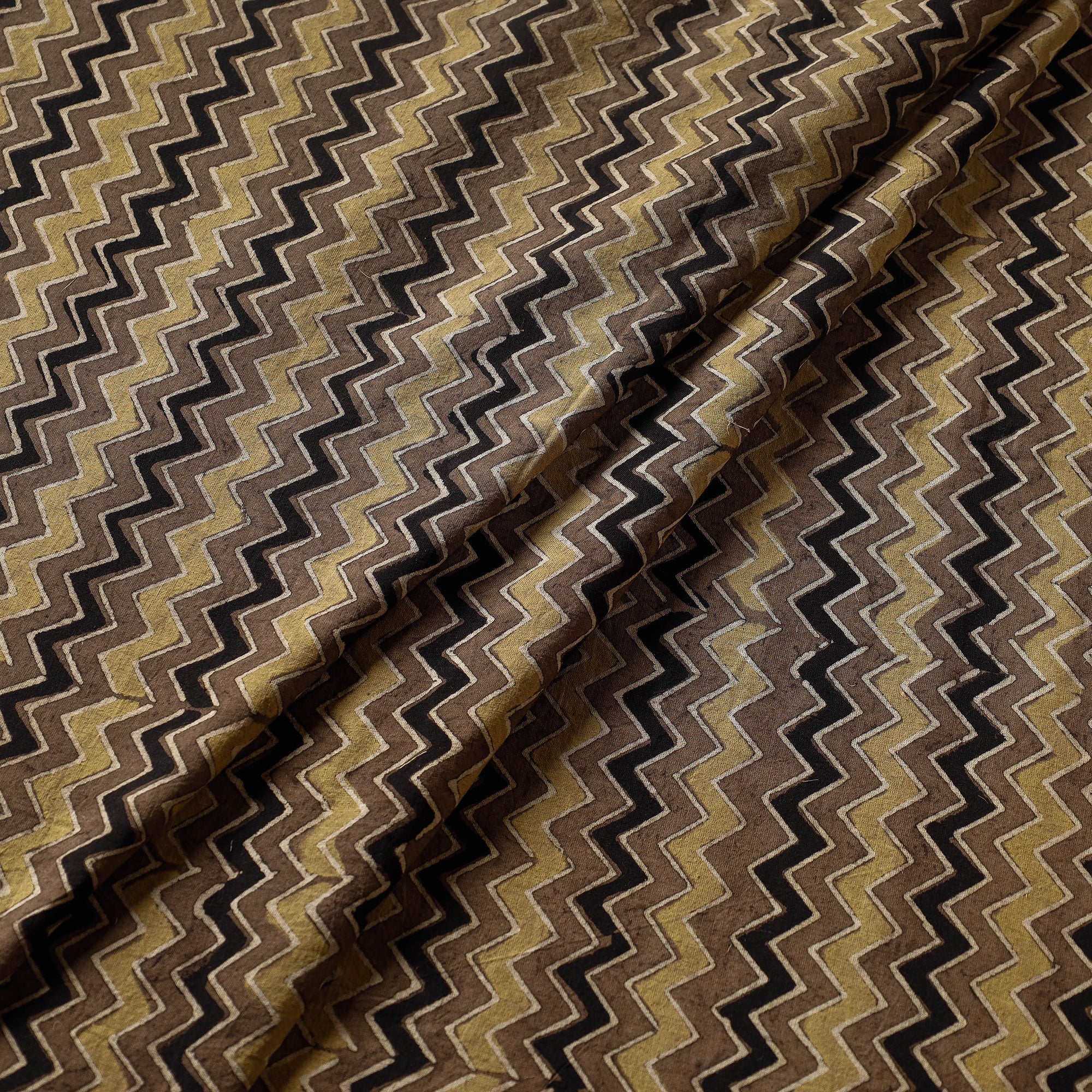 KACHCHH JI CHHAAP Ash Brown Ajrakh Hand Block Printed Cotton Fabric - view 2