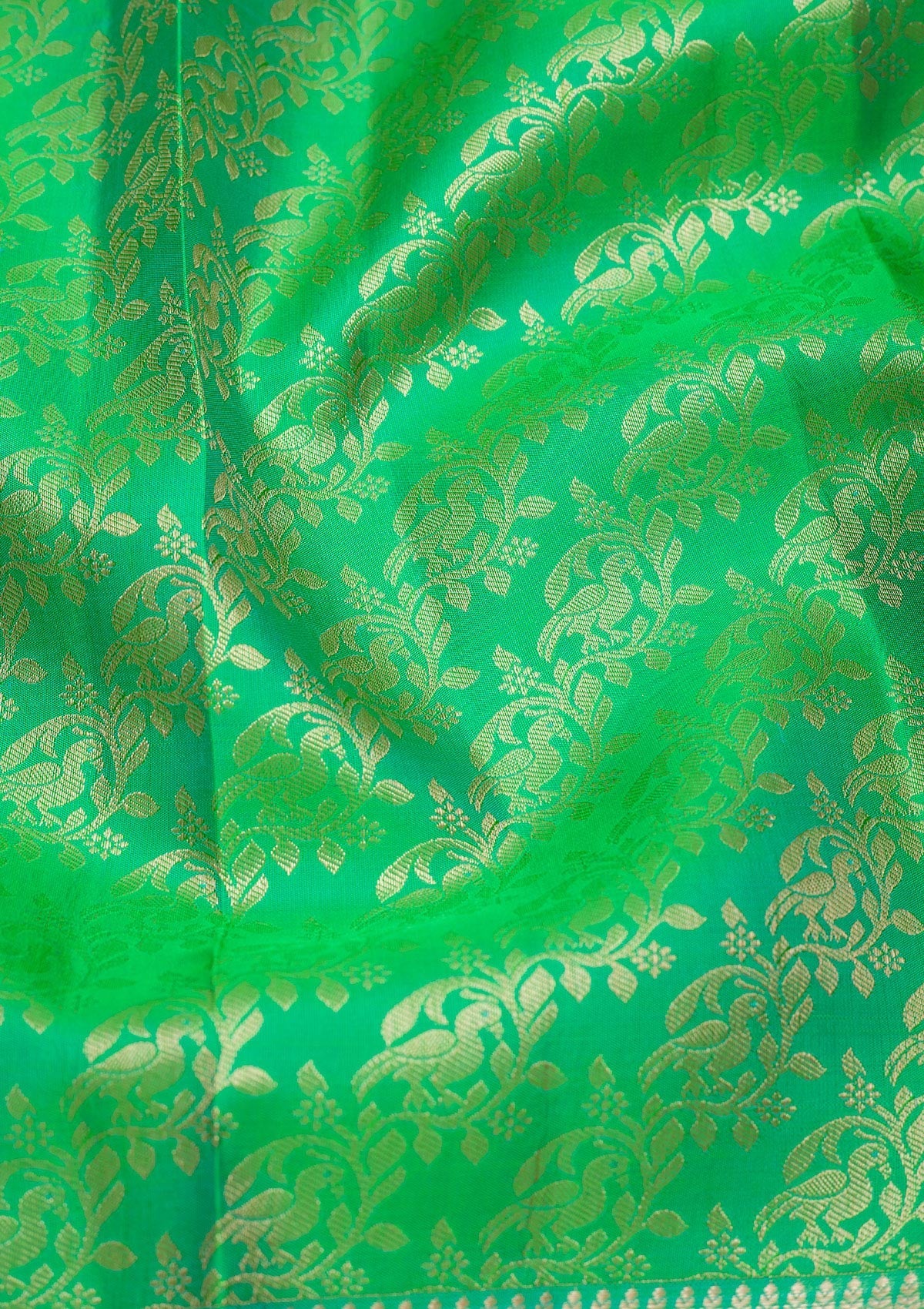 Koskii Parrot Green Zariwork Pure Silk Saree – Women's - view 2