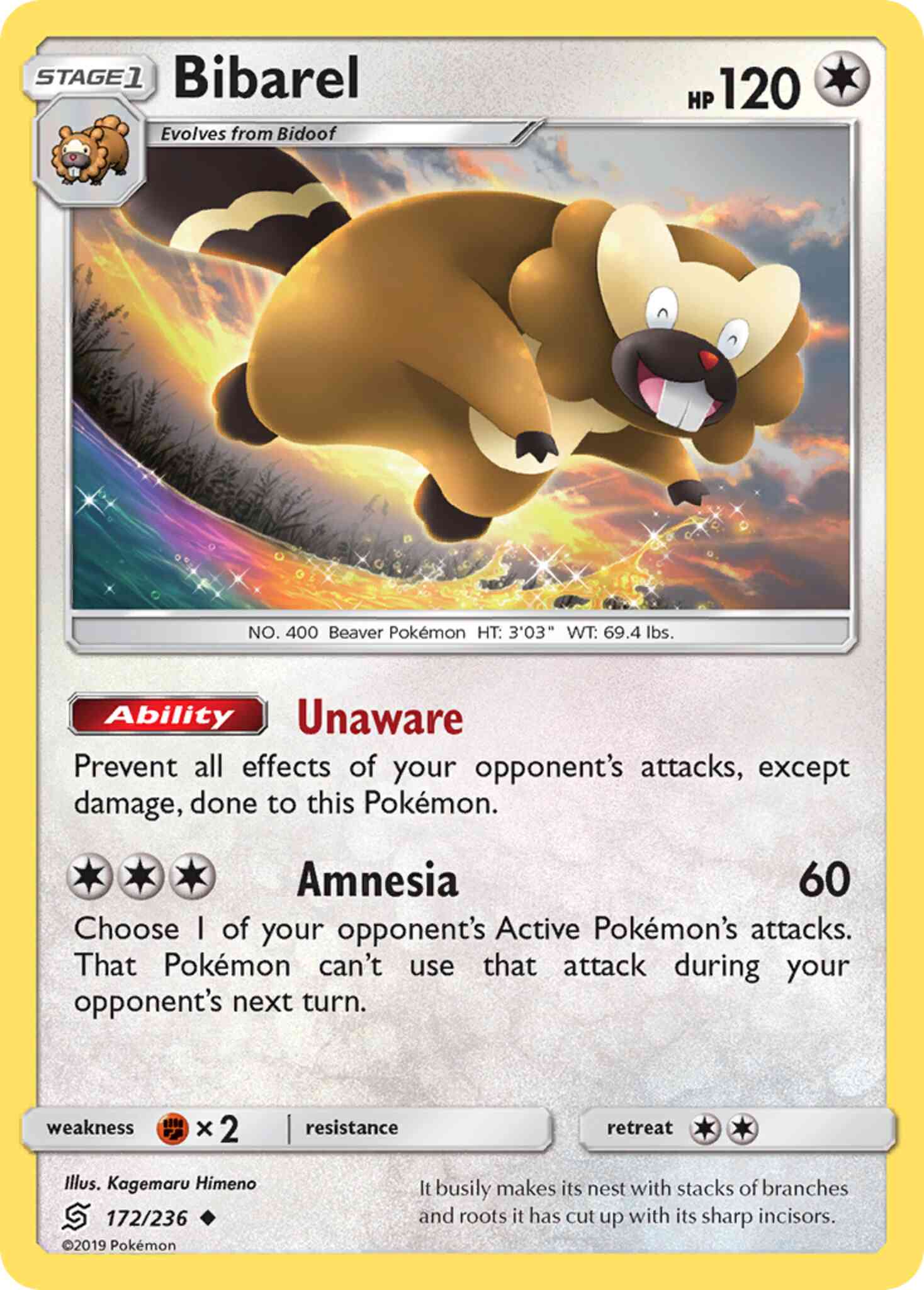 Uncommon sm11-172 non-holo – Pokémon Bibarel - 172/236 - Uncommon [sm11-172] [Non-Holo]