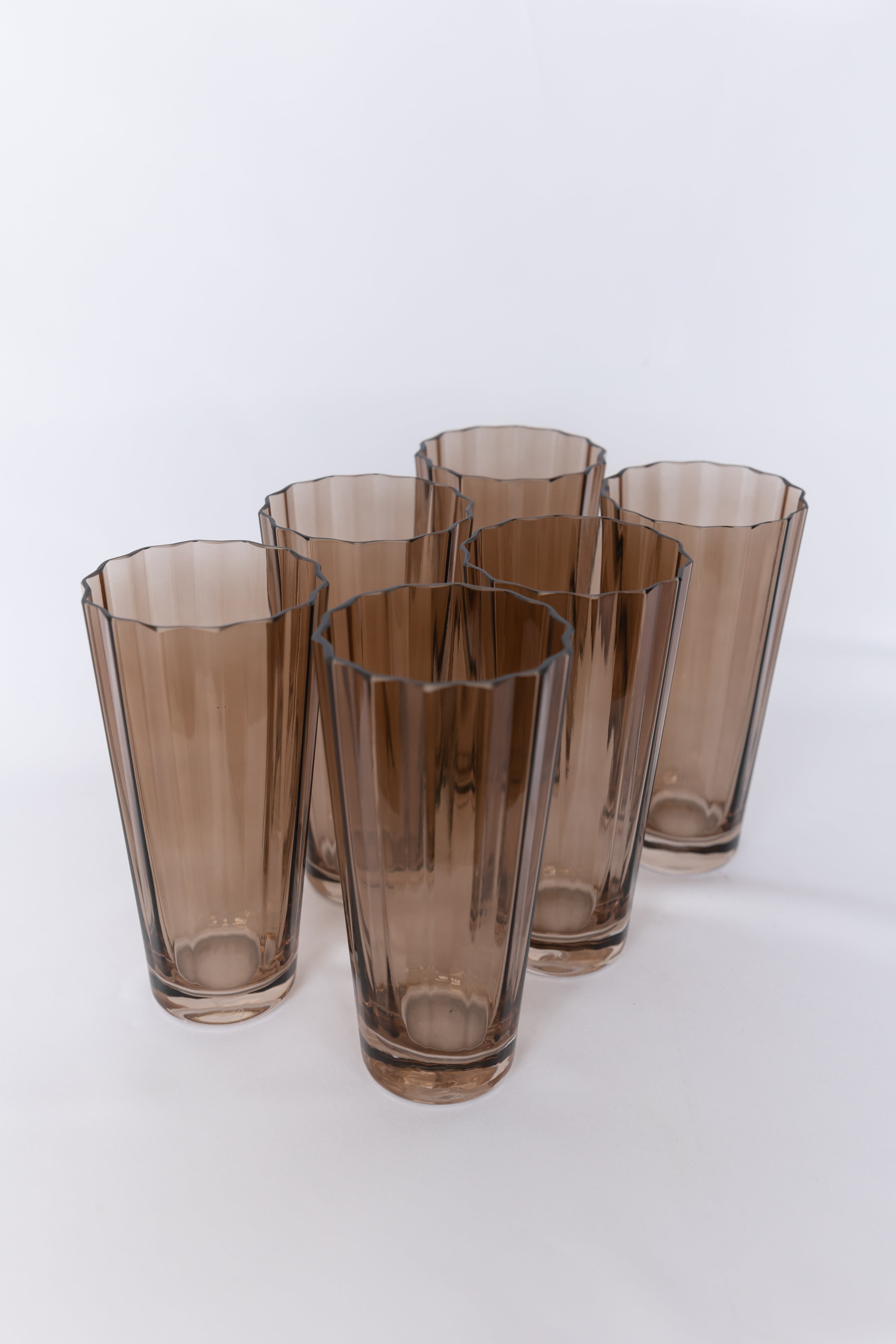 Estelle Colored Glass Estelle Colored Sunday High Balls - Set of 6 {Mocha Mousse (Our Amber Smoke)} - view 2