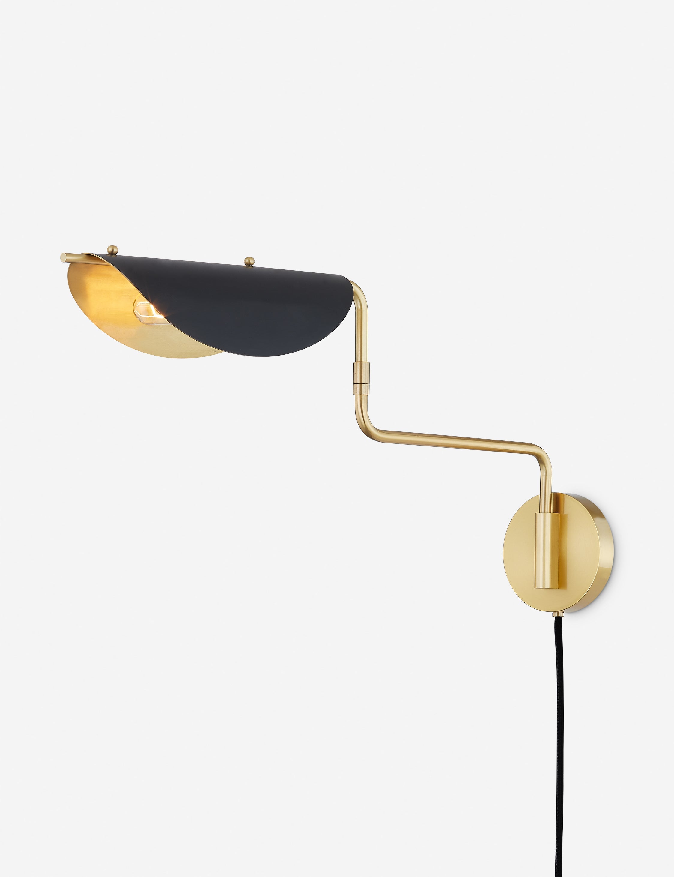 Lulu and Georgia Eugene Plug-In Sconce – Aged Brass and Black - view 2