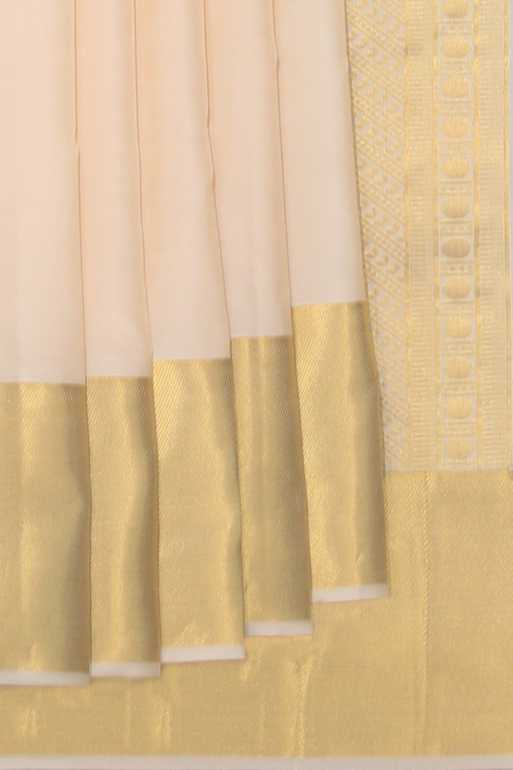 Kalanjali Kanchi Silk Classy Ivory Cream Saree