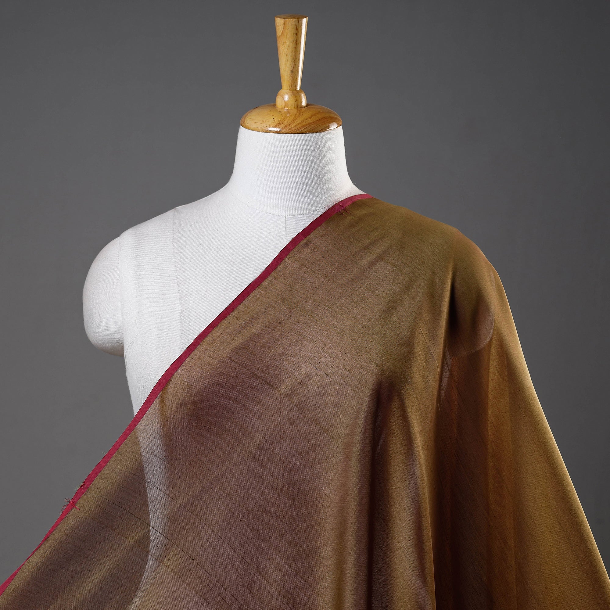 ITOKRI CRAFTS INITIATIVE Brown - Maheshwari Silk Cotton Handloom Fabric