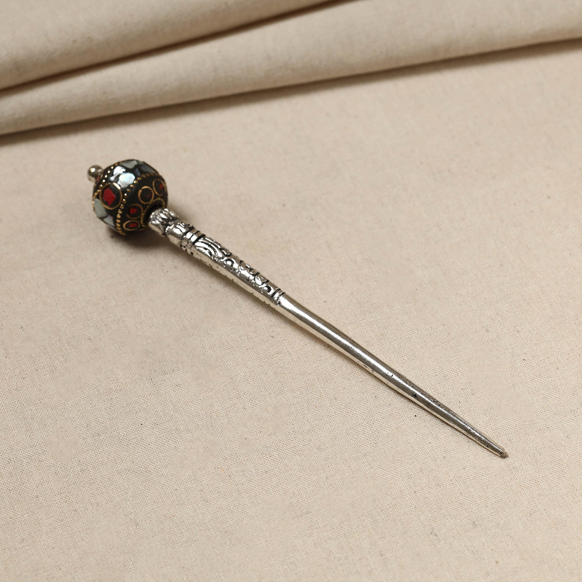 WHITE RIVER STORIES Antique Finish Oxidised German Silver Juda Stick