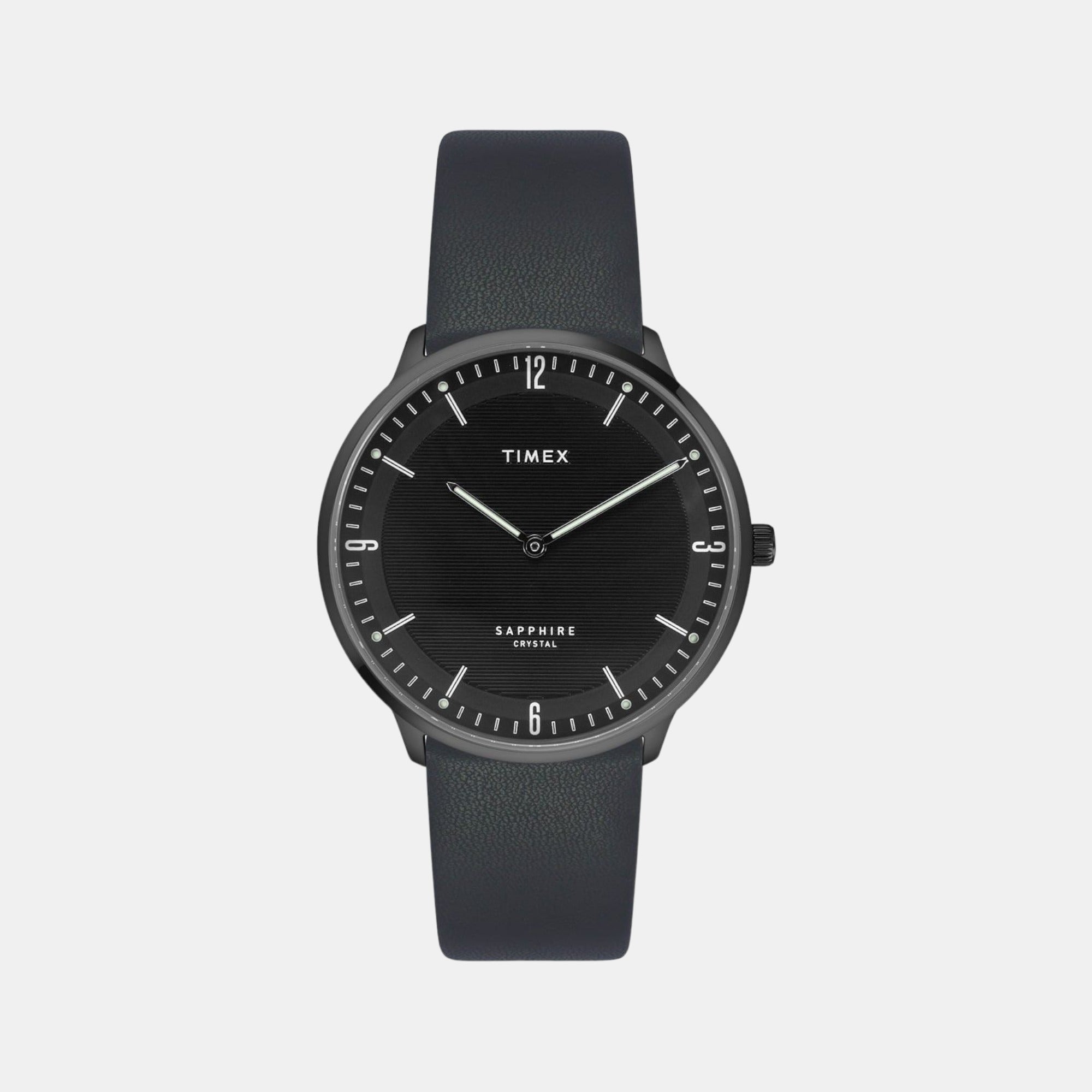 Timex Fashion Men Quartz Black Dial Analog Leather Watch TWEG22102
