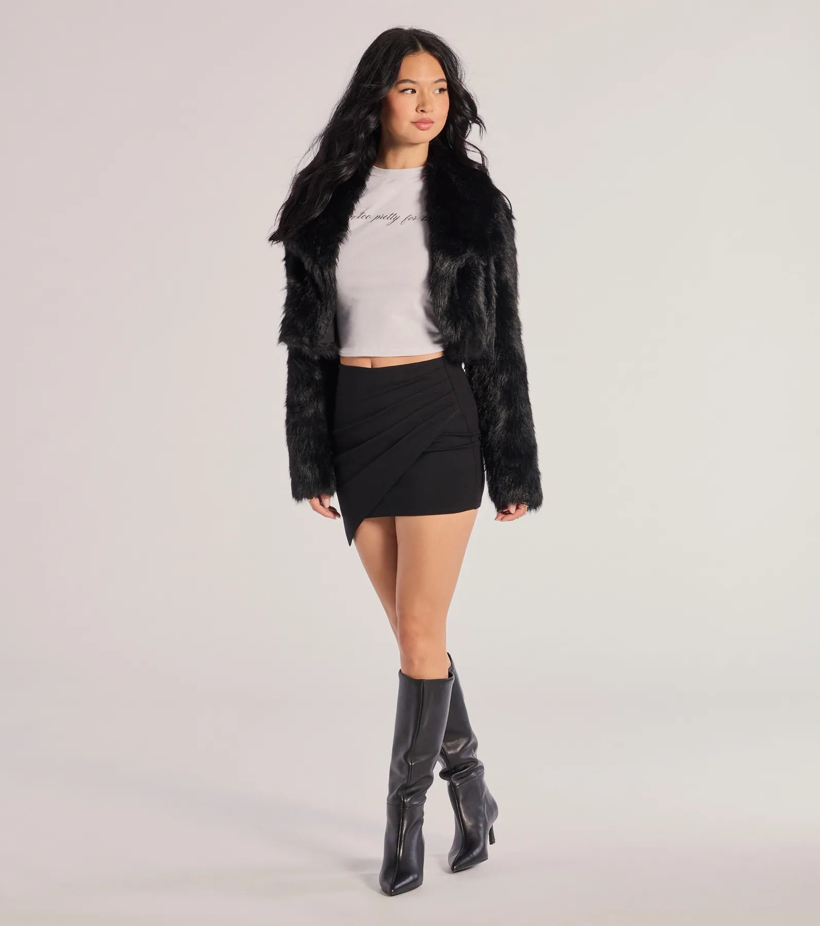 Windsor Twist And Twirl Wrap Mini Skirt – BLACK