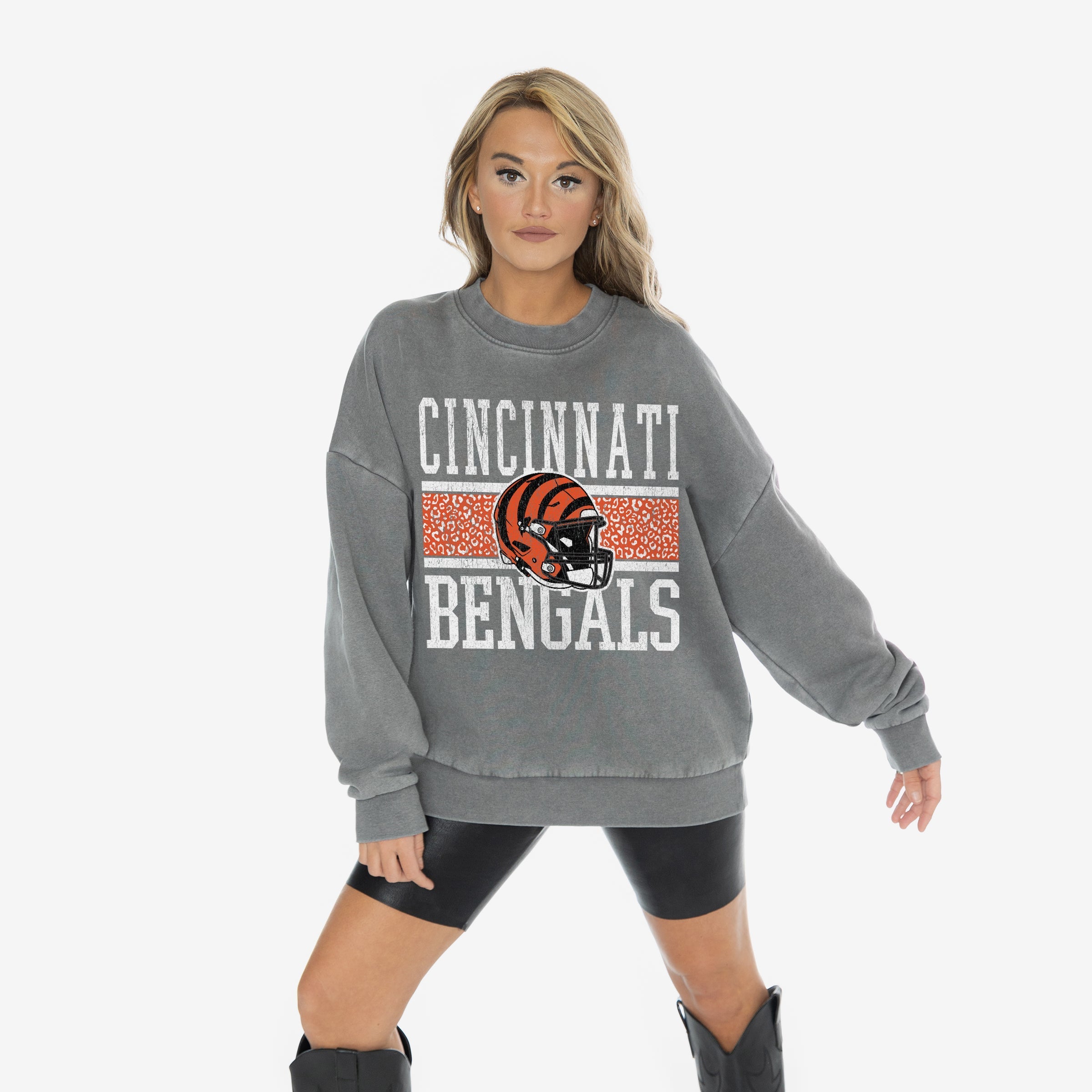 GC X NFL Cincinnati Bengals In The Wild Vintage Wash Oversized Crewneck Fleece