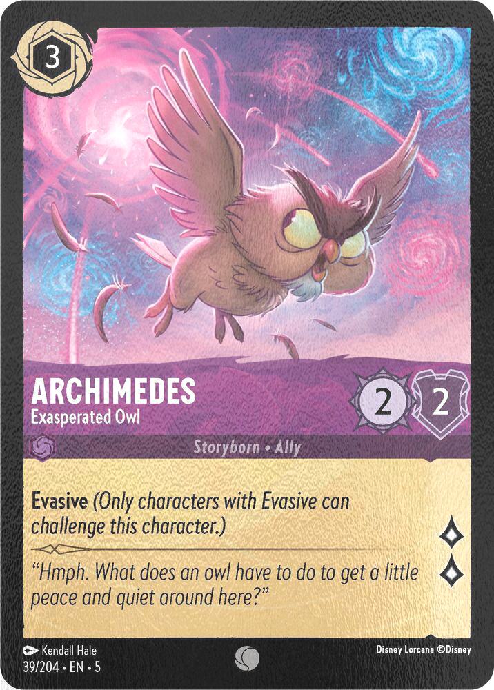 204 shimmering skies – Lorcana Archimedes - Exasperated Owl - 39/204 [Shimmering Skies] [Cold Foil]