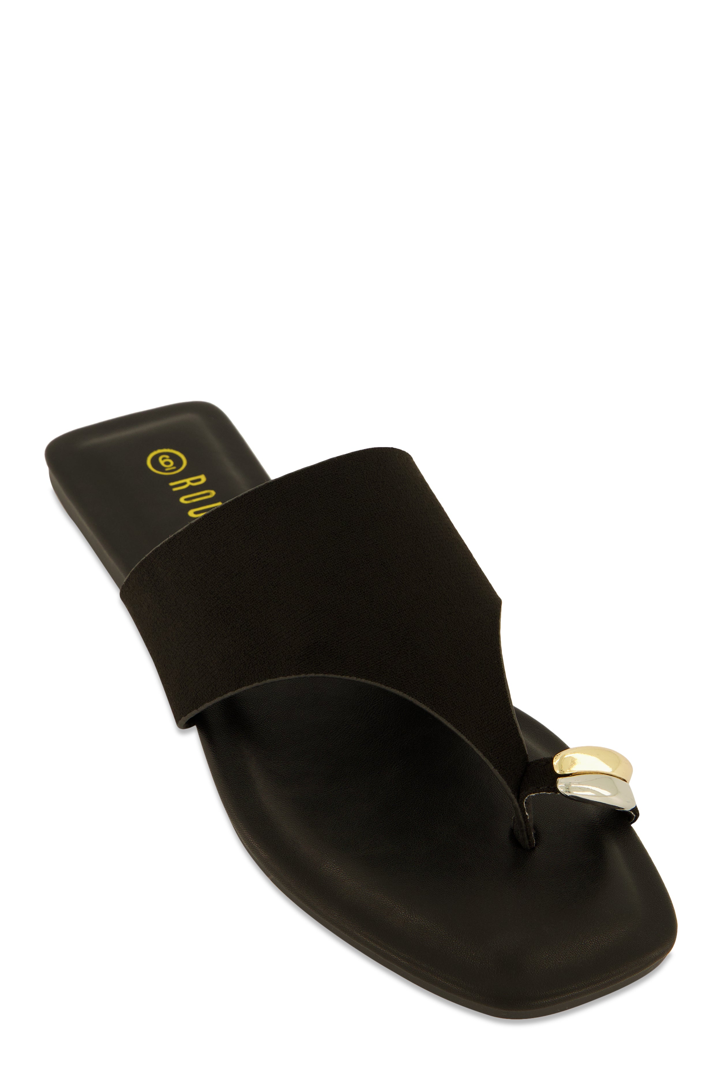 Rainbow Shops Metallic Toe Loop Detail Thong Slide Sandals