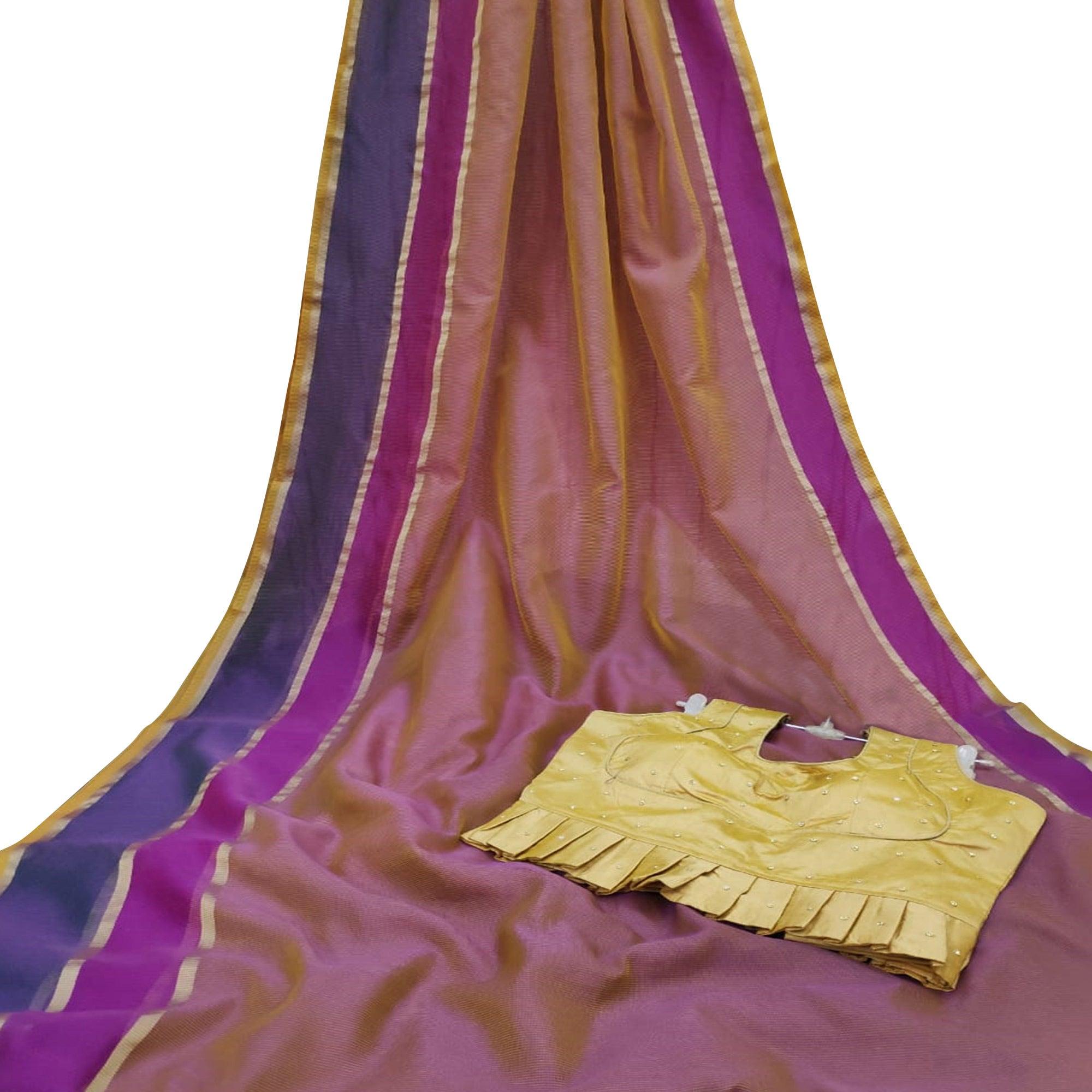 Peachmode Classy Purple Colored Festive Wear Woven Silk Saree