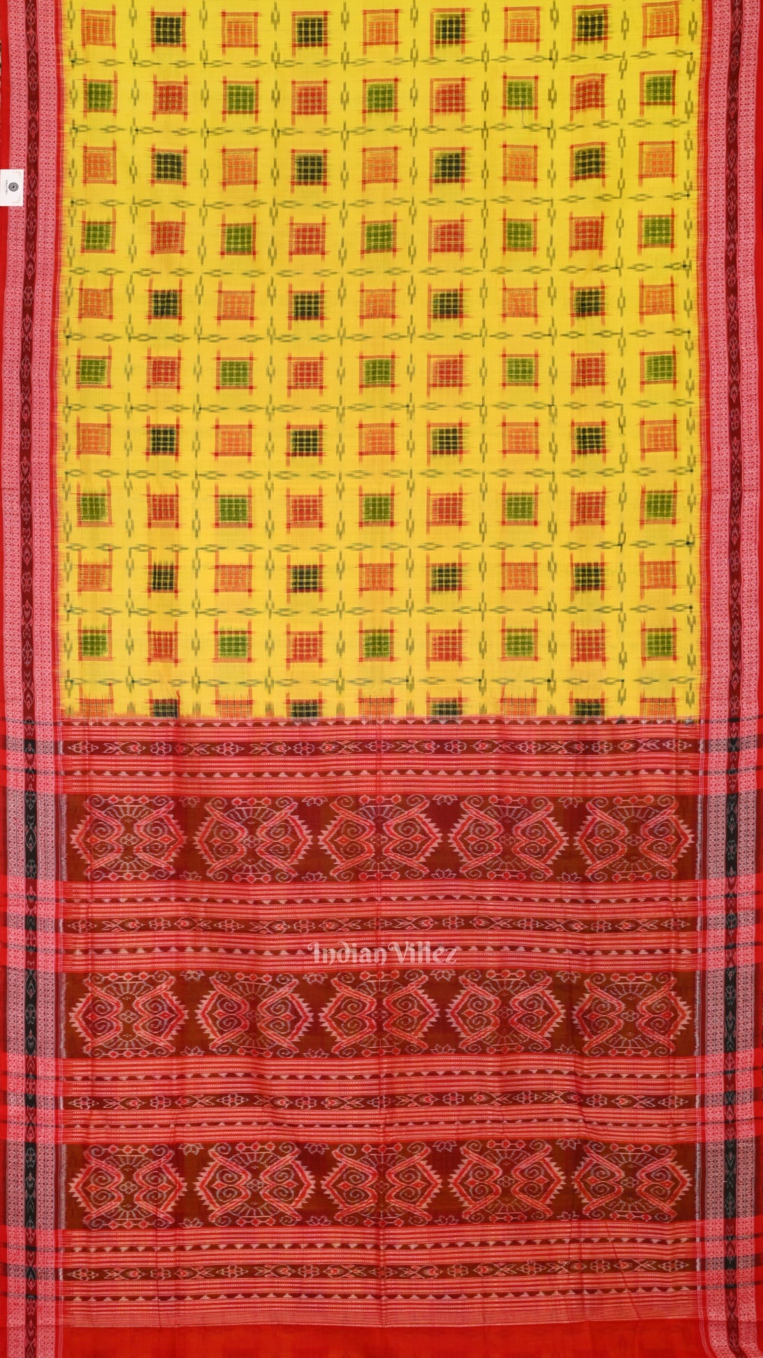 IndianVillèz Yellow Ashwini Theme Sambalpuri Cotton Saree