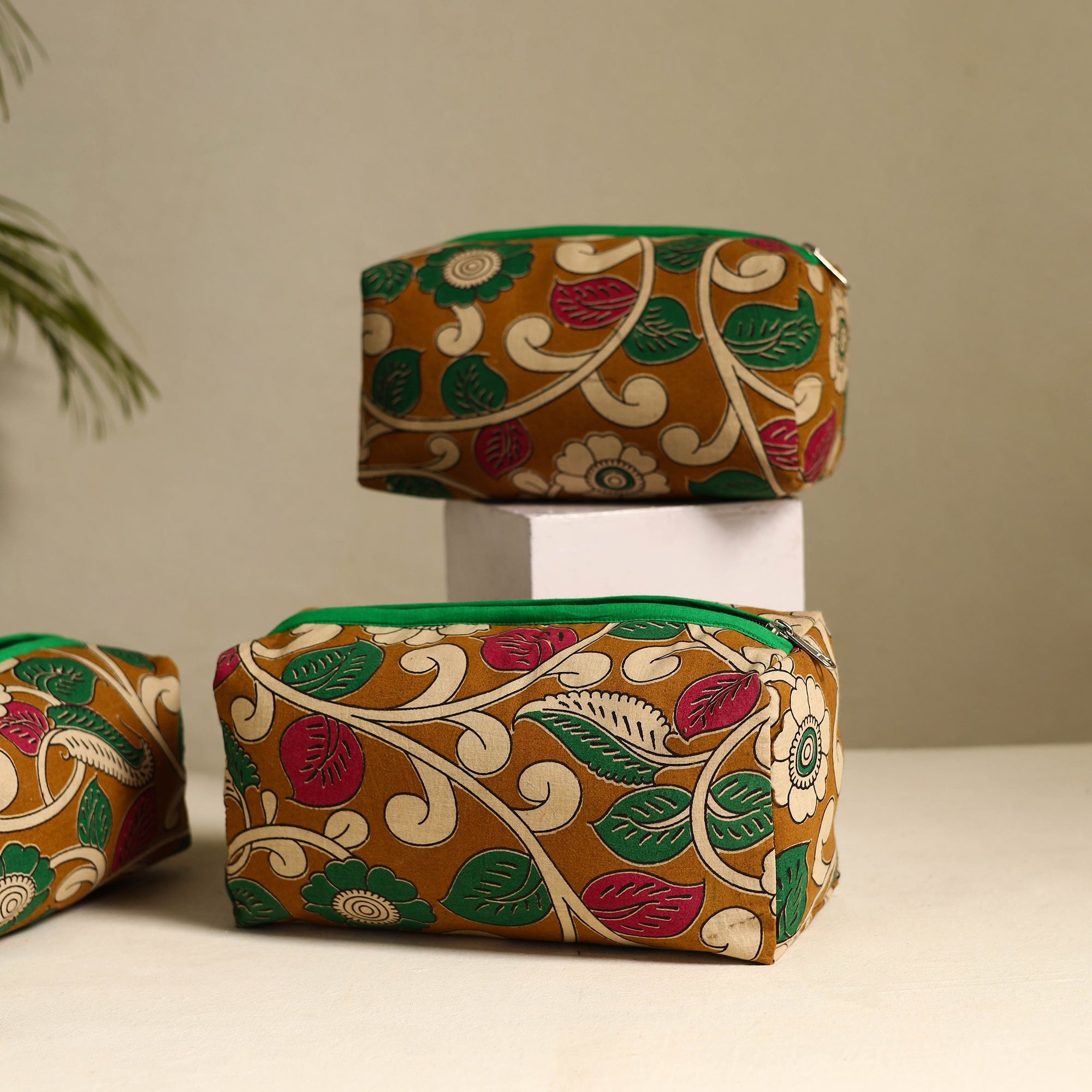 NOORI BAZAR Brown - Handmade Cotton Toiletry Bags (Set of 3) 19 - view 2