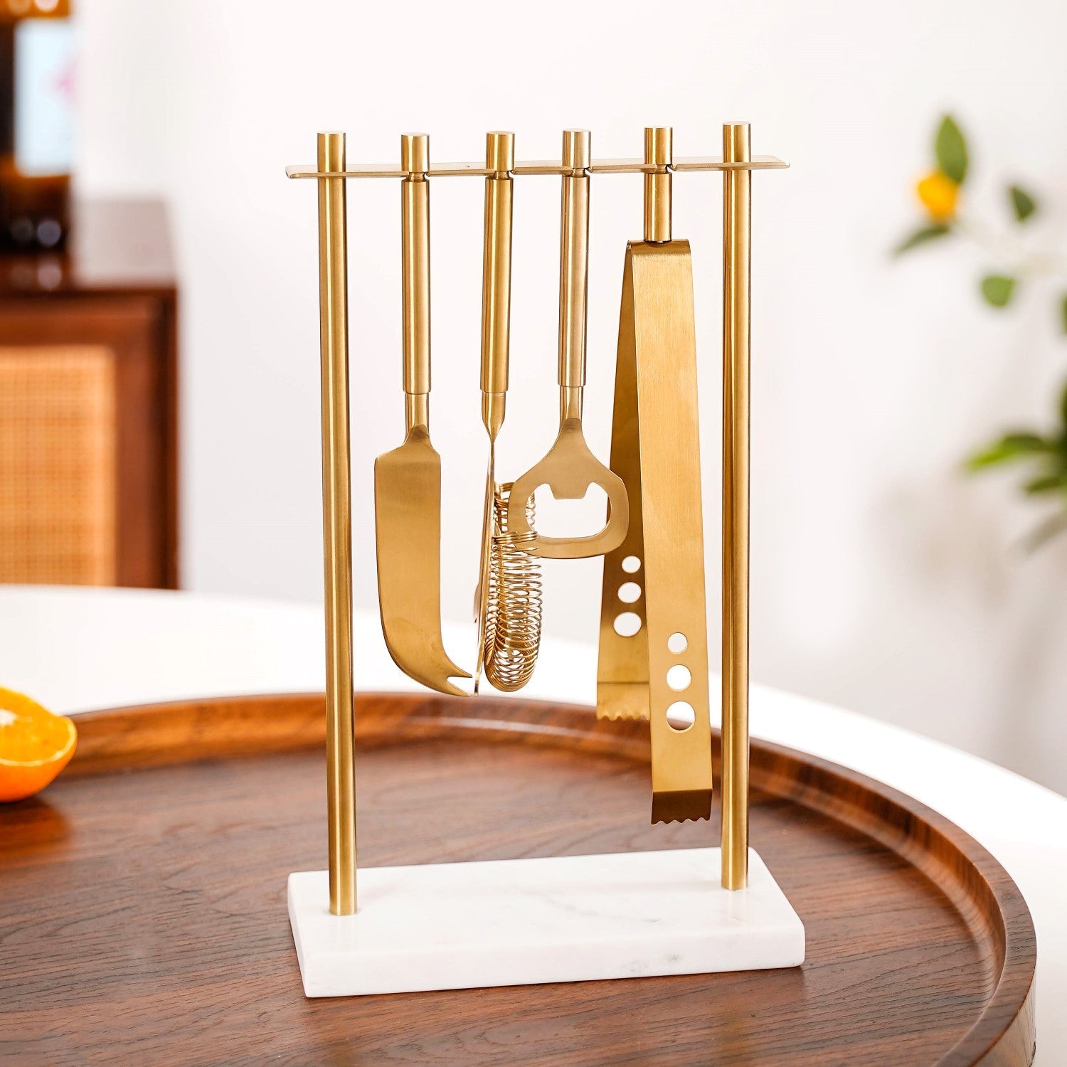 Nestasia Gold Luxury Stainless Steel Bar Tool Set Of 4 With Stand