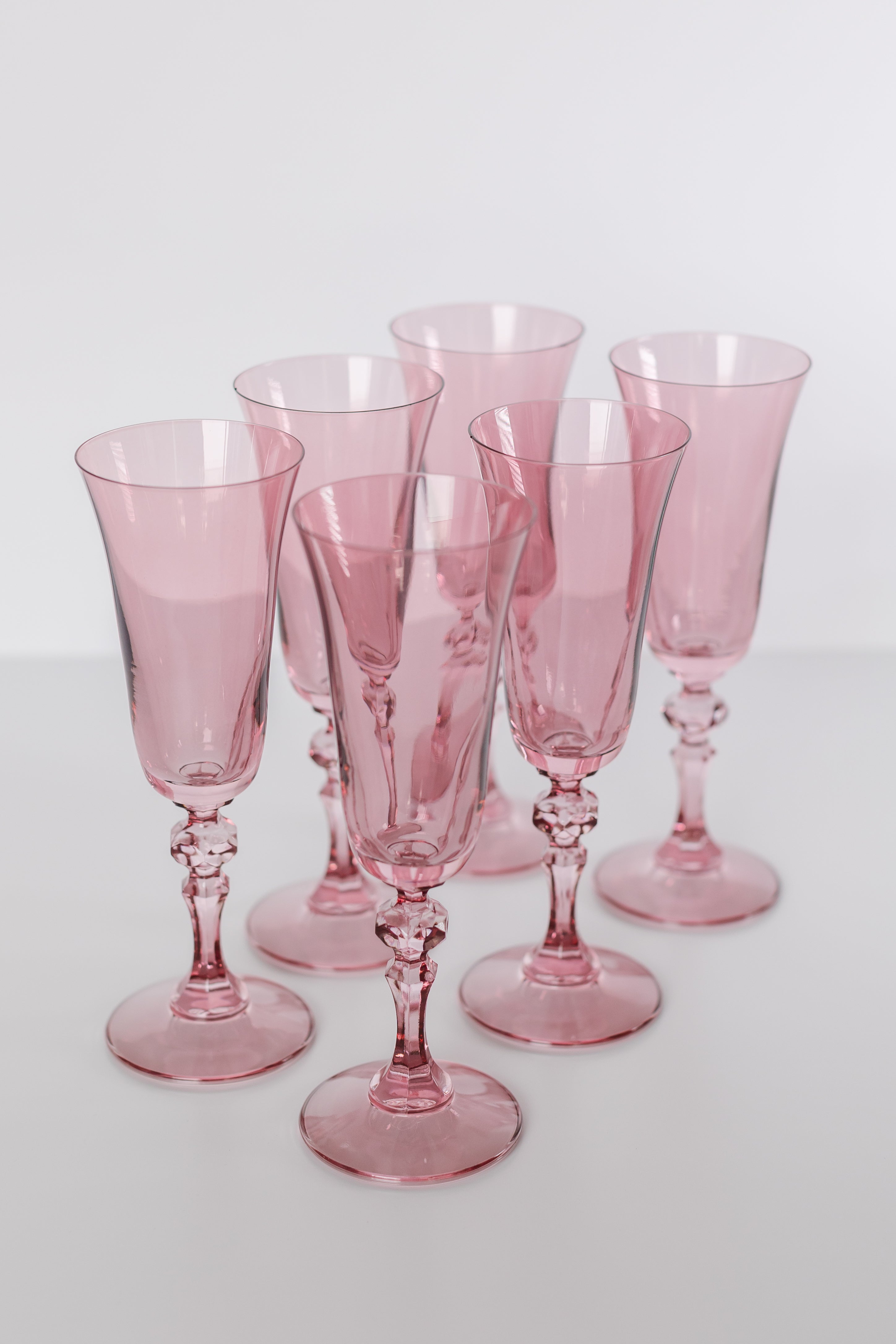 Estelle Colored Glass Estelle Colored Regal Flute - Set of 6 {Rose} - view 2