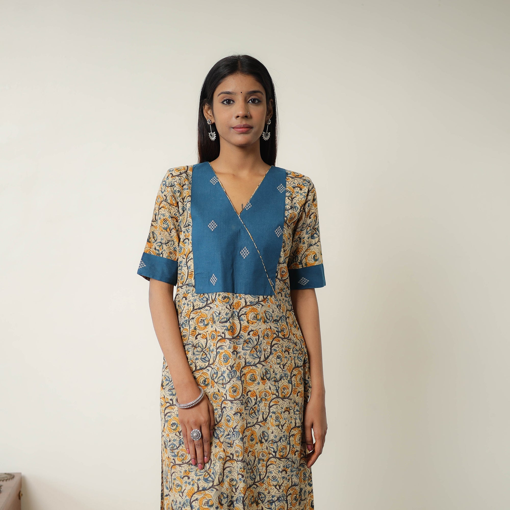 ITOKRI CASUALS Beige - Natural Dyed Block Print Cotton Kalamkari Kurta 05