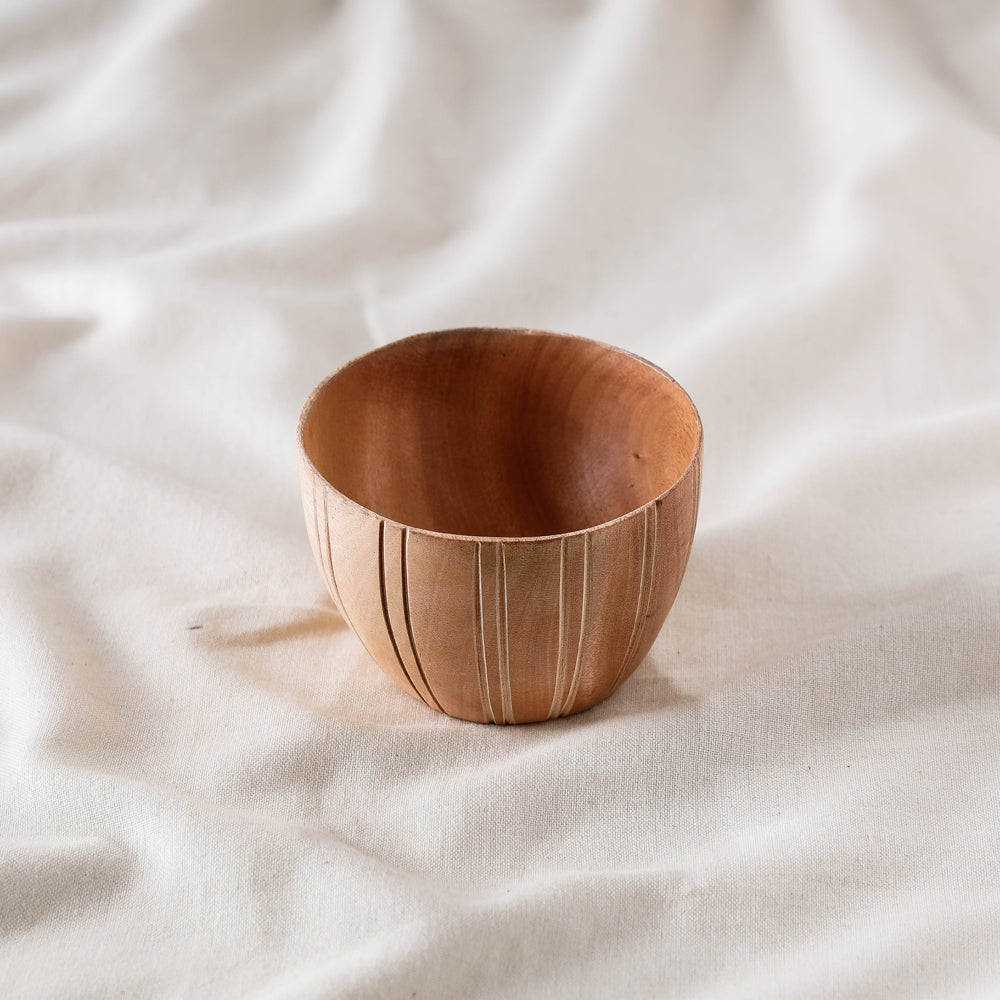 SASHA Brown - Hand Carved Natural Neem Wooden Bowl (Small) (3 x 3 in)